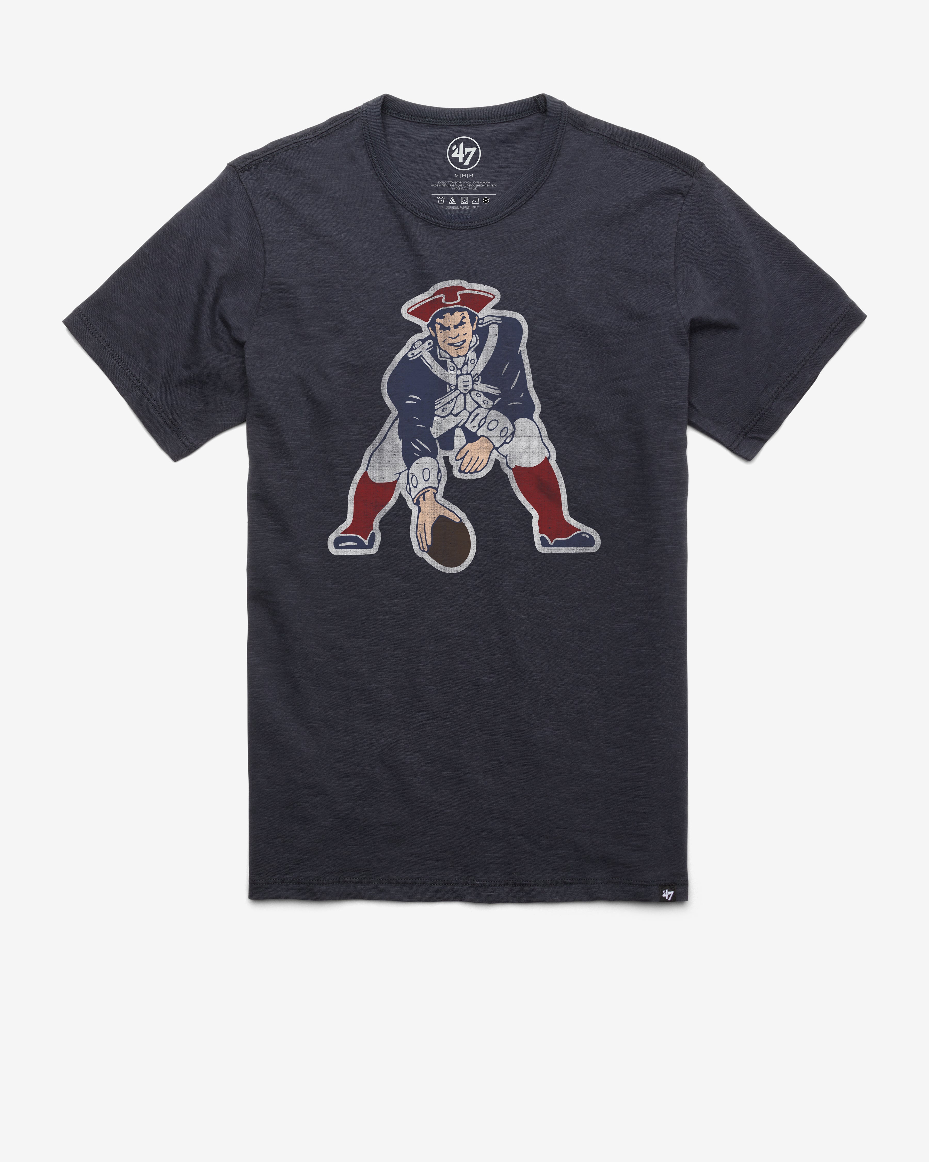 NEW ENGLAND PATRIOTS HISTORIC GRIT '47 SCRUM TEE FALL NAVY