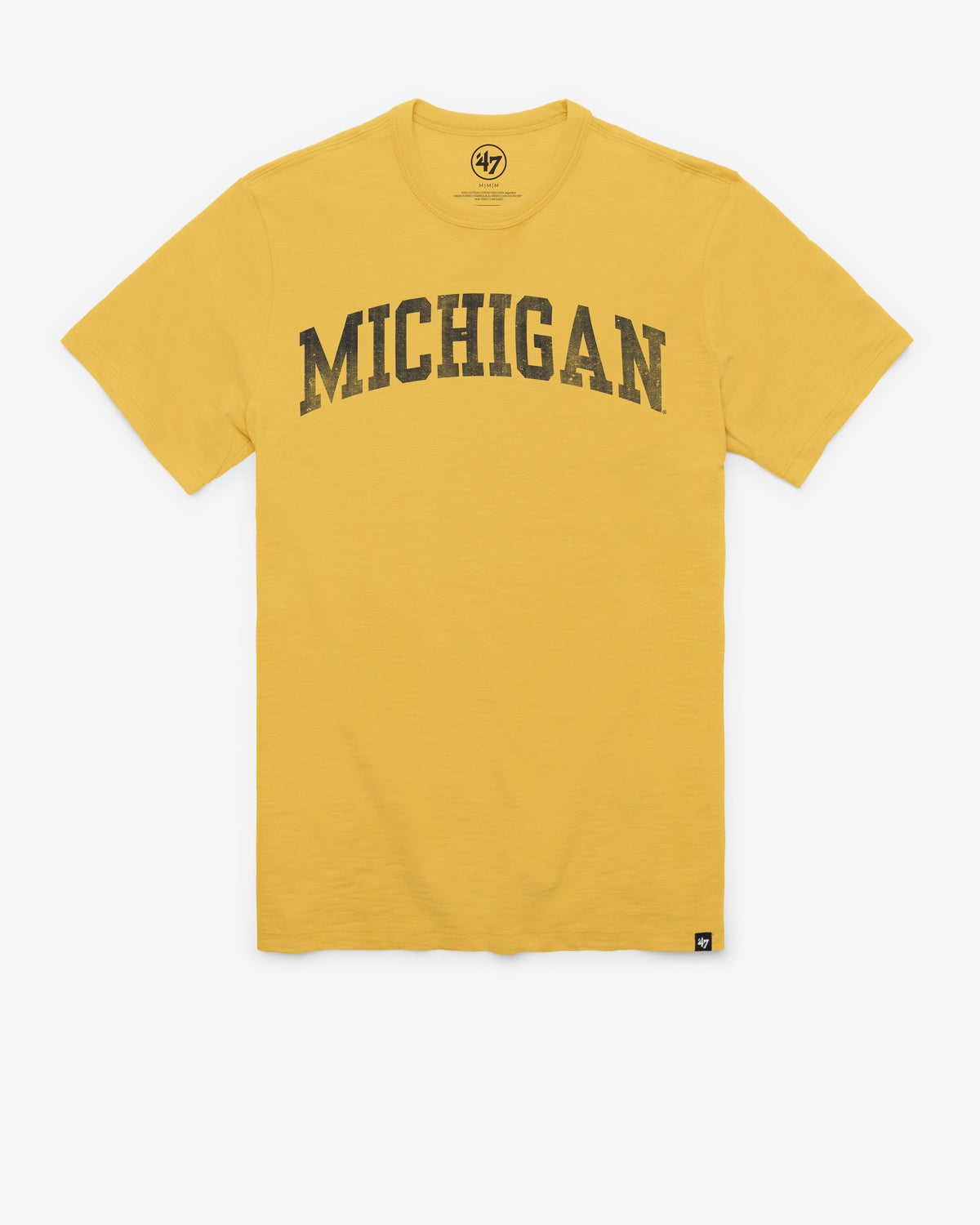 MICHIGAN WOLVERINES GRIT WORDMARK '47 SCRUM TEE GALLEY GOLD