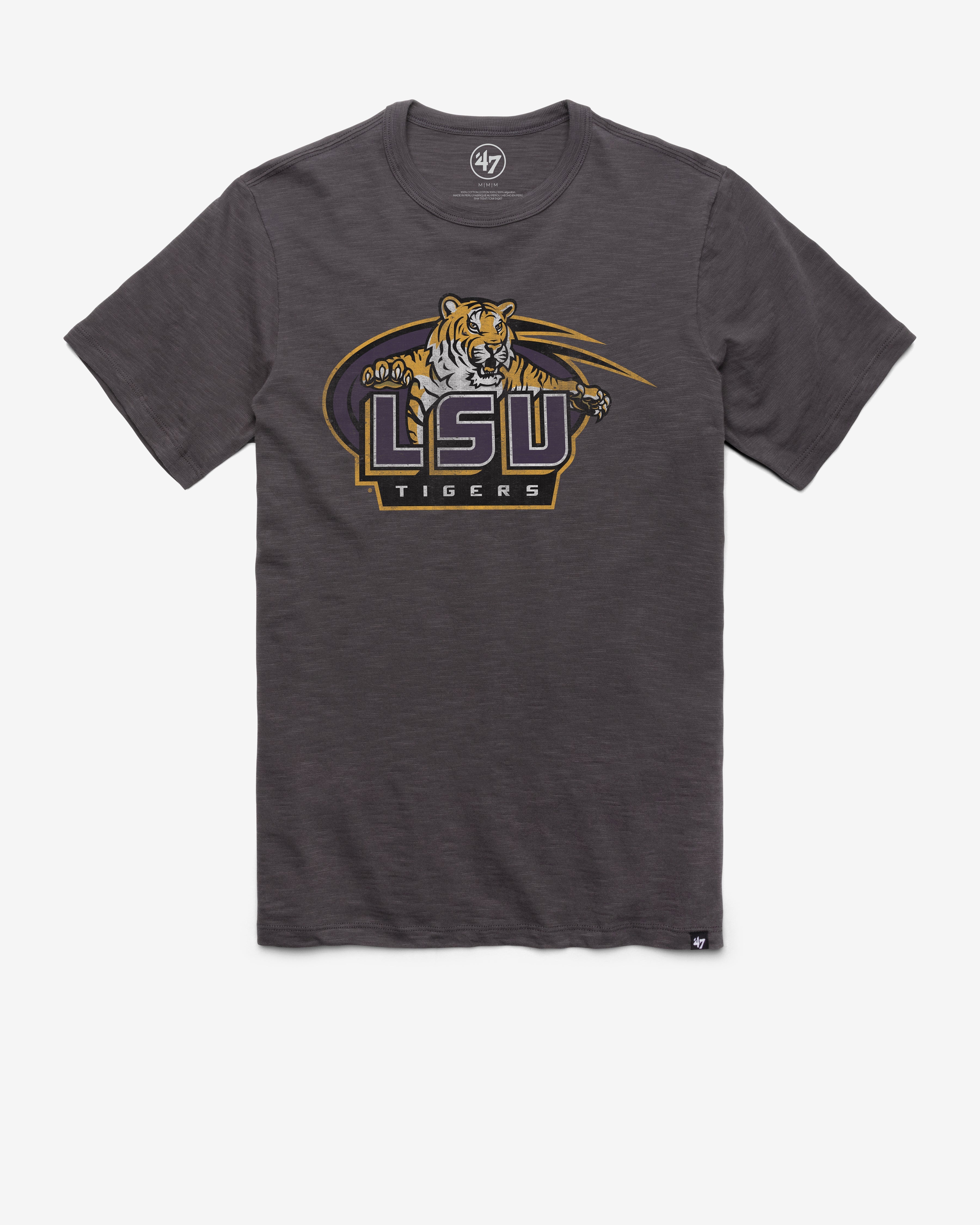 LOUISIANA STATE TIGERS LSU VINTAGE GRIT '47 SCRUM TEE CHARCOAL