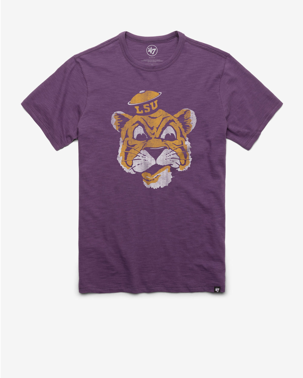 LOUISIANA STATE TIGERS LSU VINTAGE GRIT '47 SCRUM TEE GRAPE