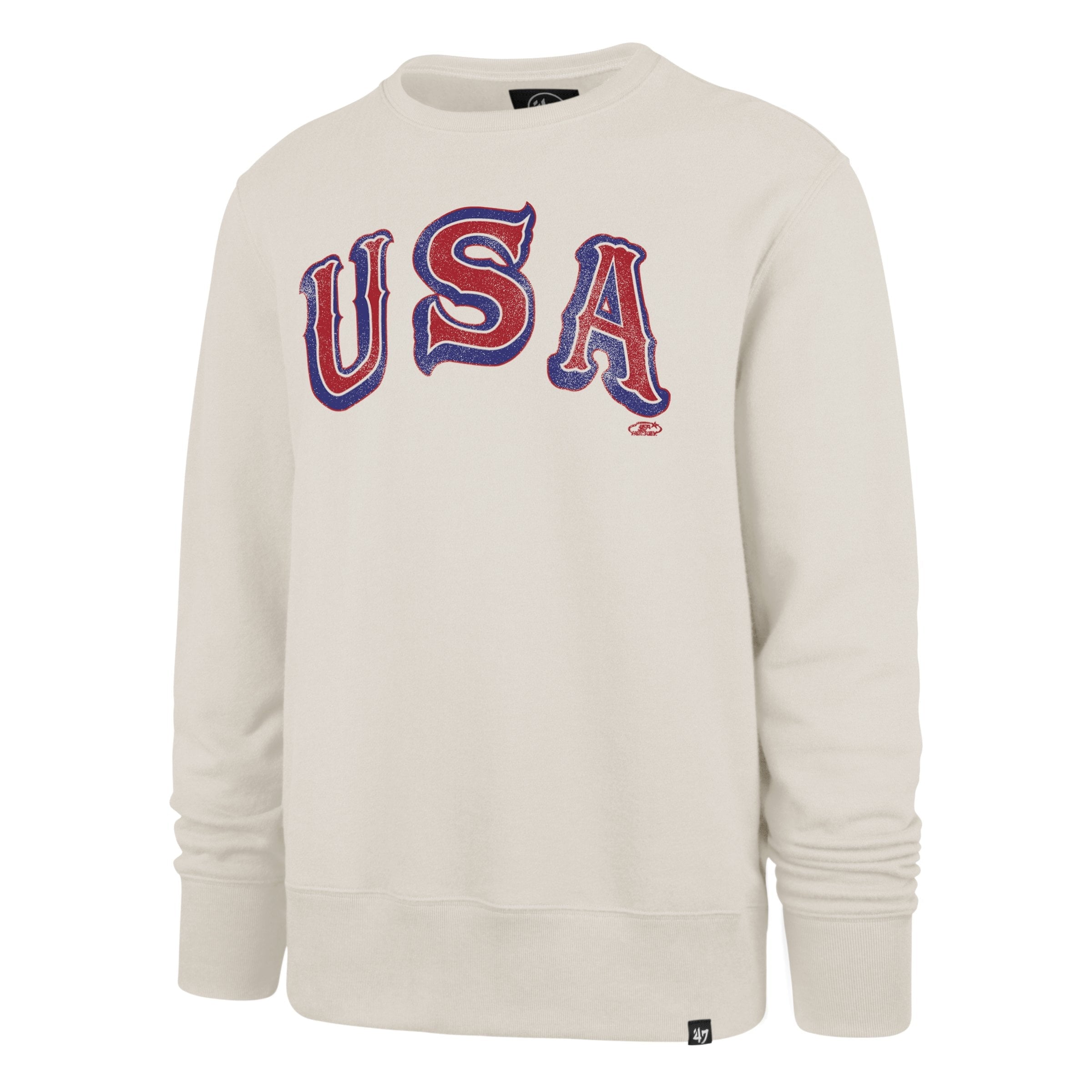 USA HOCKEY VINTAGE 1968 DISTRESSED IMPRINT '47 HEADLINE CREW DUNE