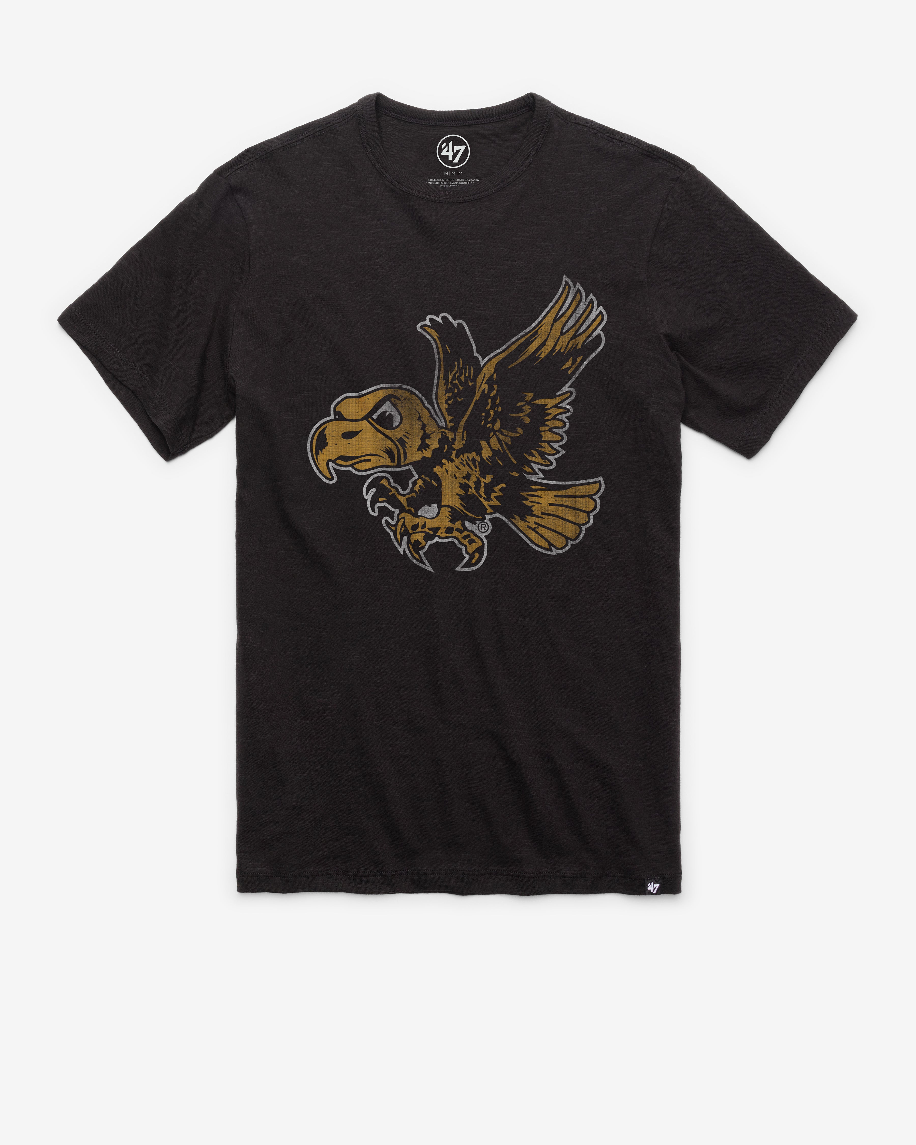 IOWA HAWKEYES VINTAGE GRIT '47 SCRUM TEE JET BLACK