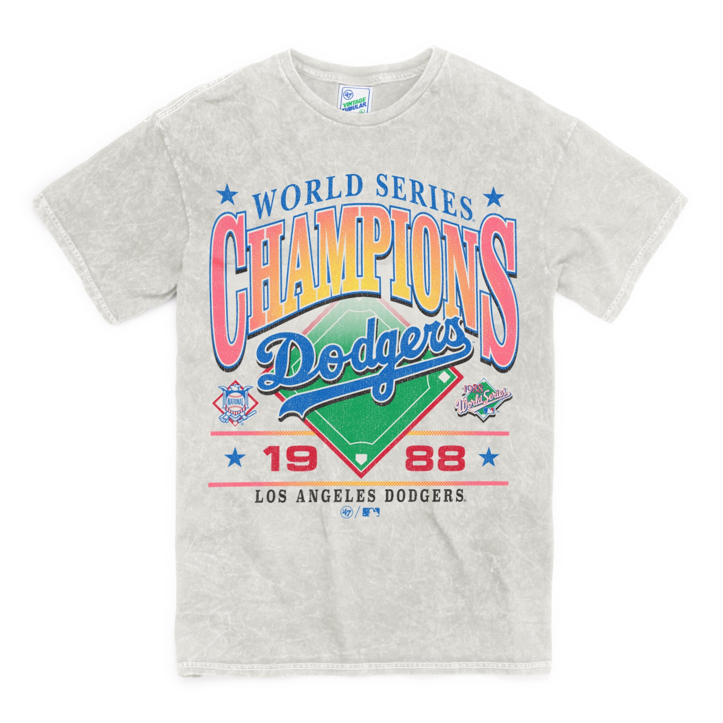 LOS ANGELES DODGERS 1988 WORLD SERIES ROCKER '47 VINTAGE TUBULAR TEE DUNE