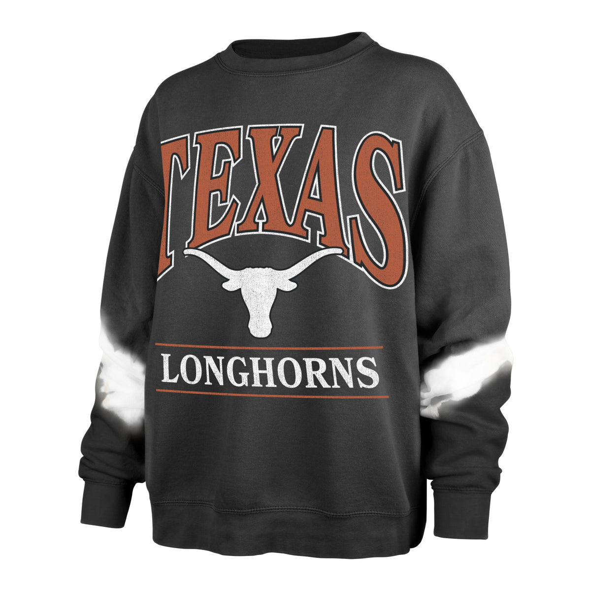 TEXAS LONGHORNS SLEEVE DYE '47 BOYFRIEND CREW WOMENS FLINT BLACK