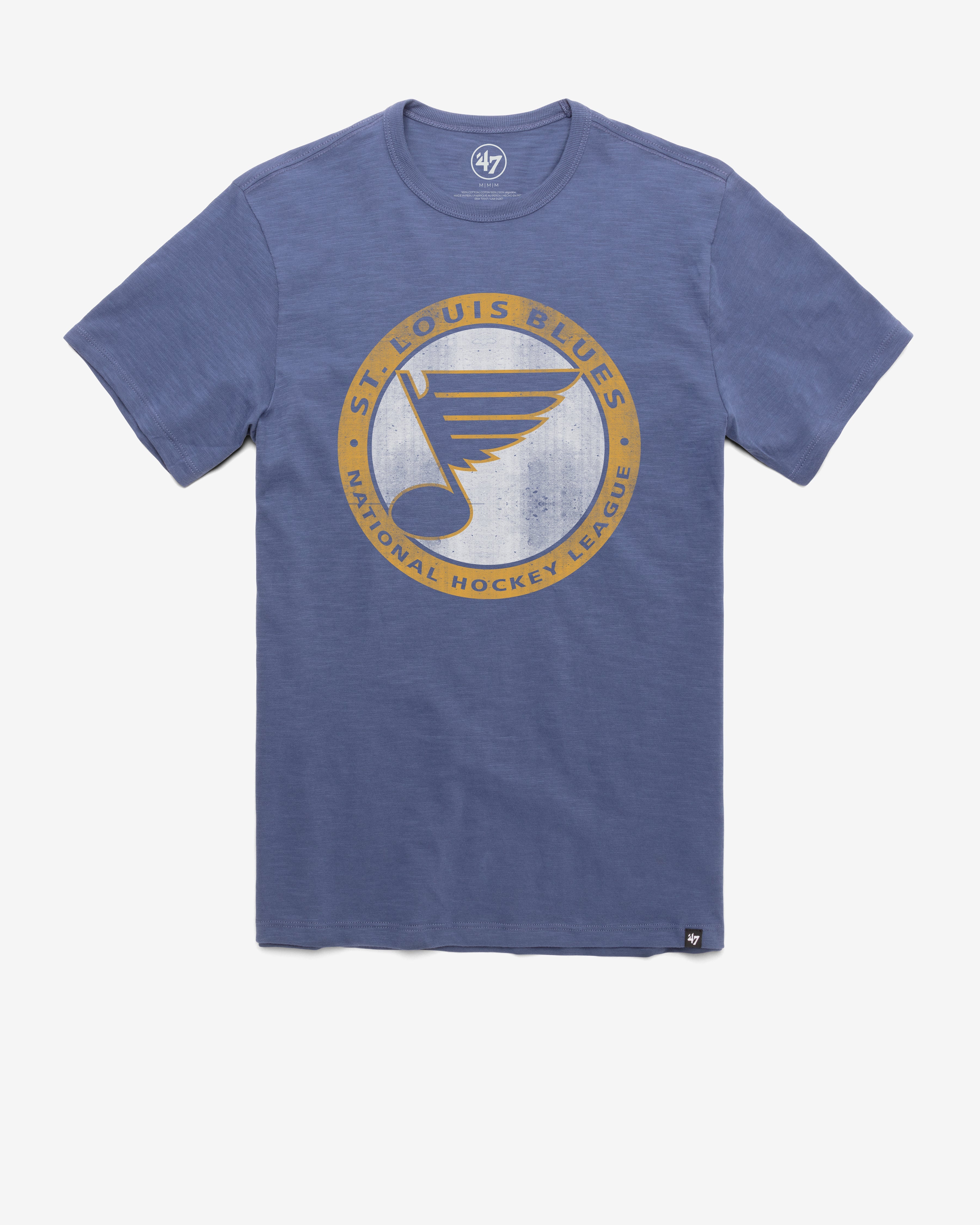 ST. LOUIS BLUES VINTAGE GRIT '47 SCRUM TEE BLEACHER BLUE