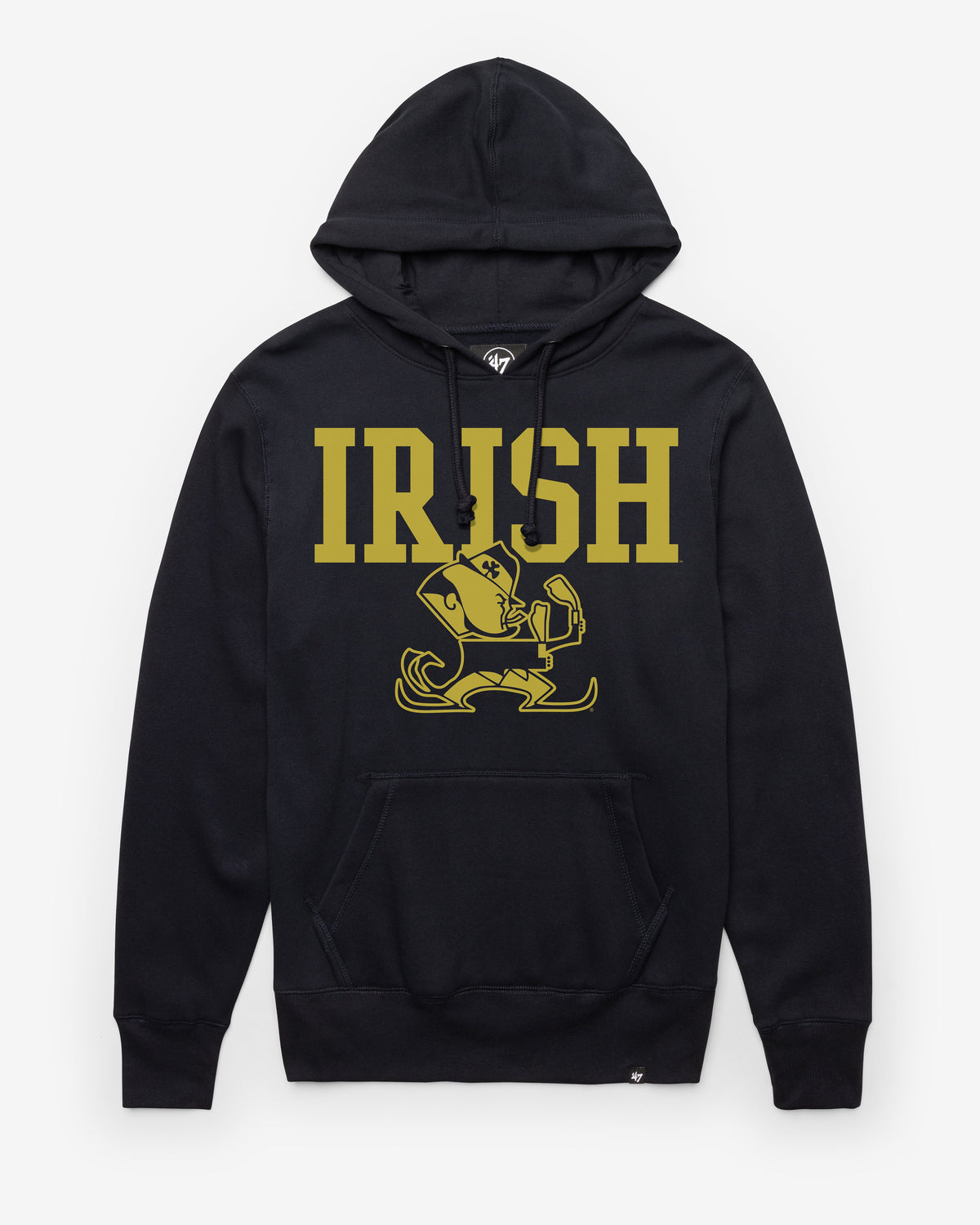 NOTRE DAME FIGHTING IRISH VINTAGE STRAIGHT BLOCK HEADLINE HOOD FALL NAVY