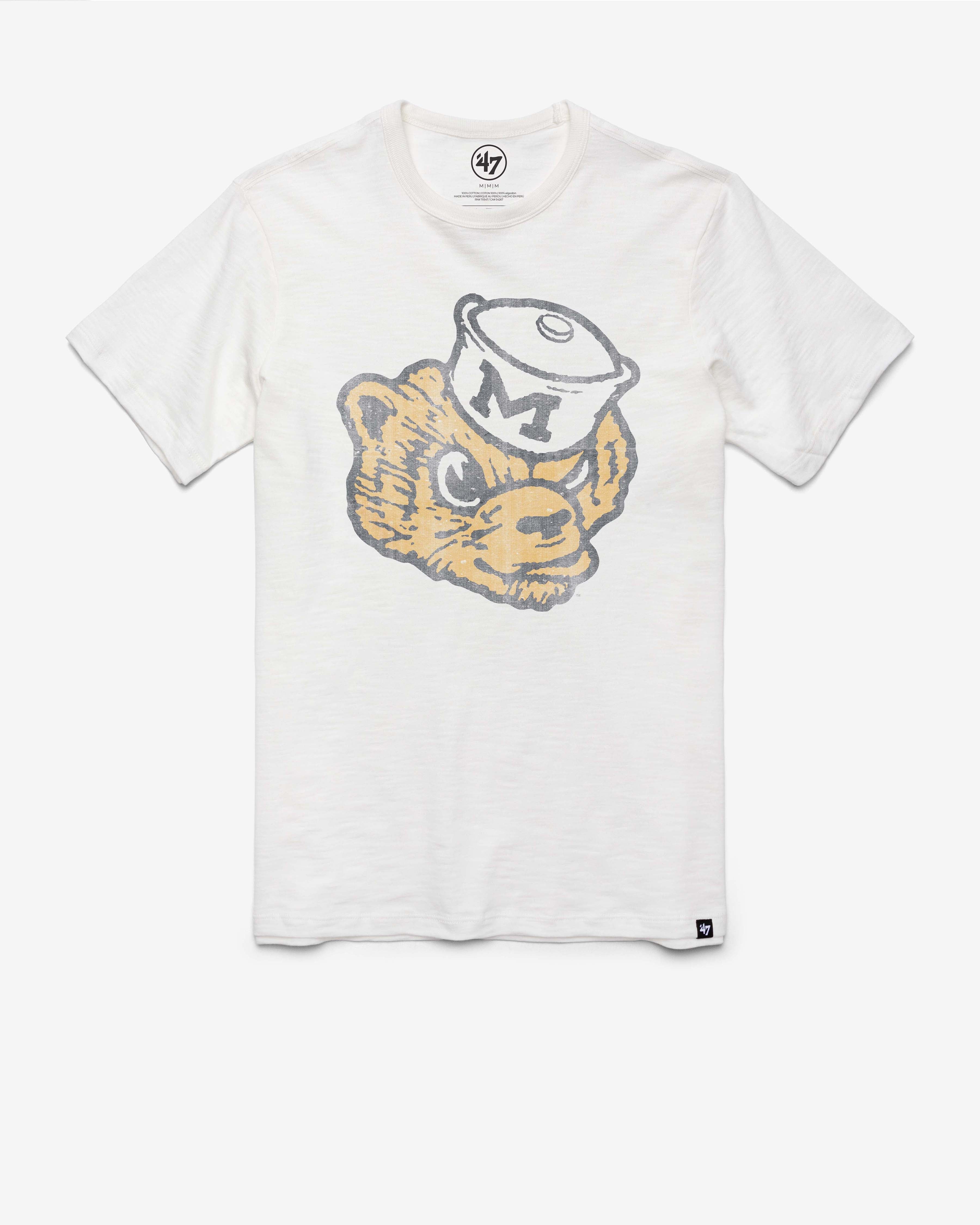 MICHIGAN WOLVERINES VINTAGE GRIT '47 SCRUM TEE WHITE WASH