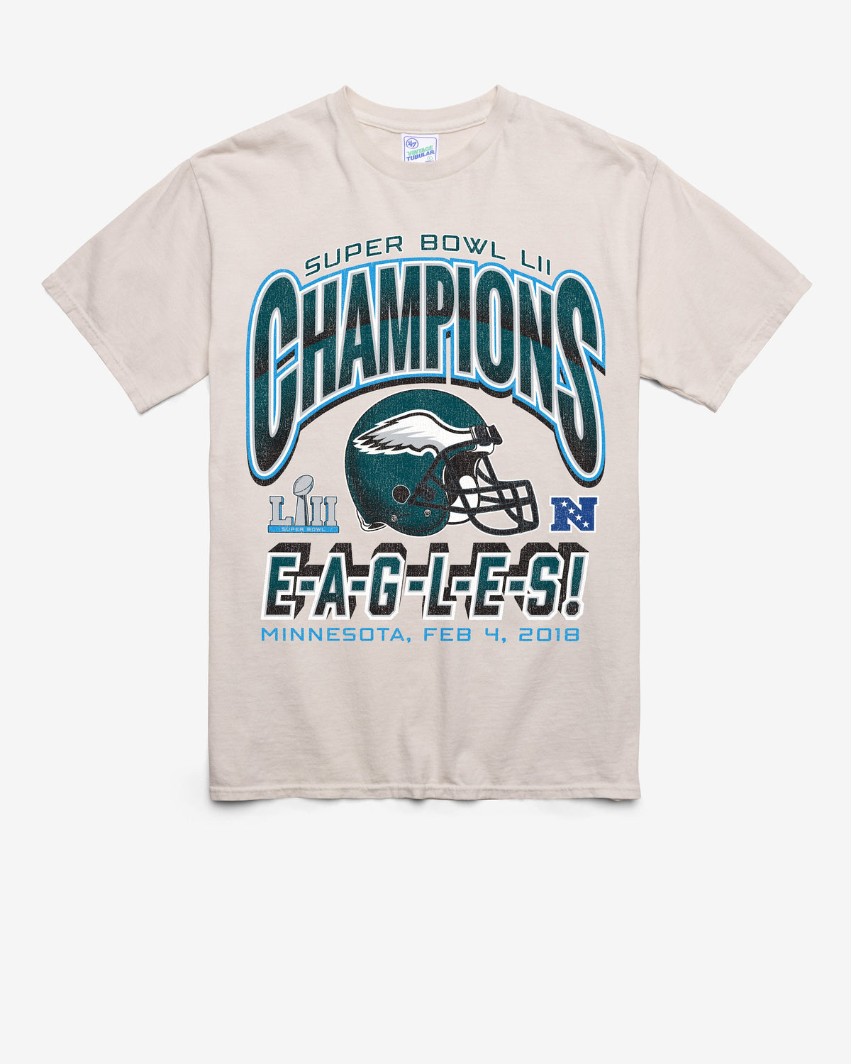 PHILADELPHIA EAGLES SUPER BOWL GRIDIRON LOCKER '47 VINTAGE TUBULAR TEE DUNE