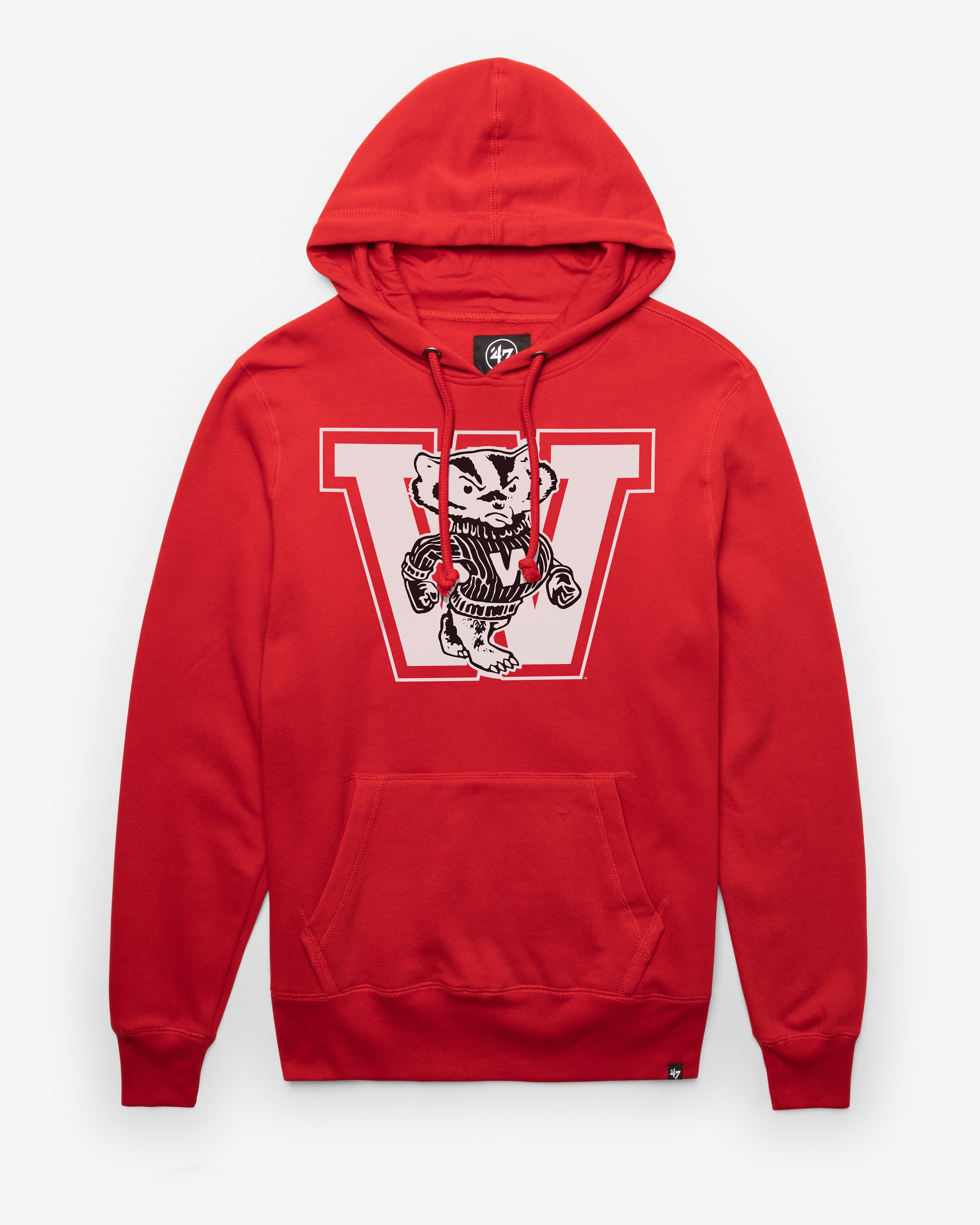 WISCONSIN BADGERS VINTAGE IMPRINT '47 HEADLINE HOOD RED