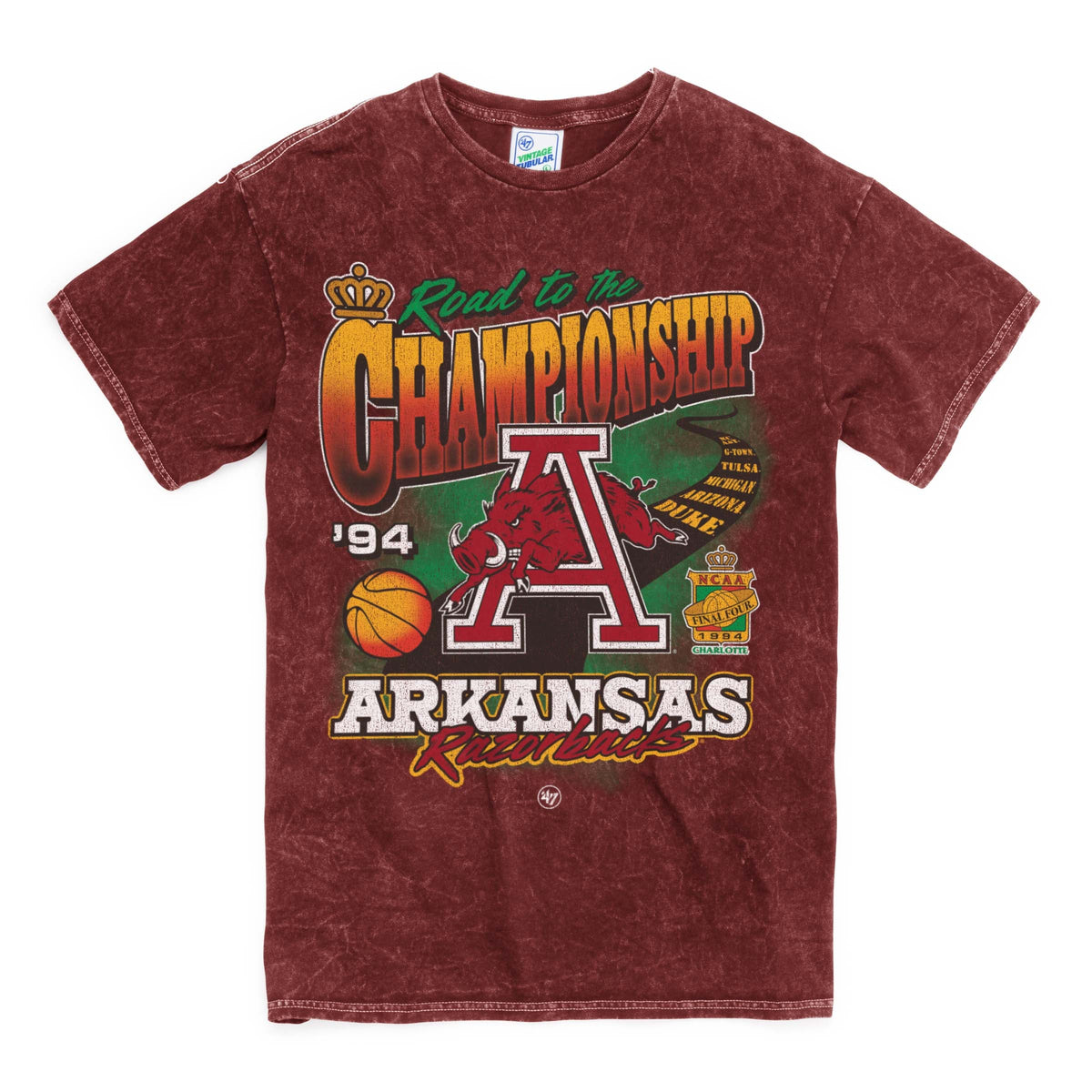 ARKANSAS RAZORBACKS LOCKER '47 VINTAGE TUBULAR TEE DT GARNET