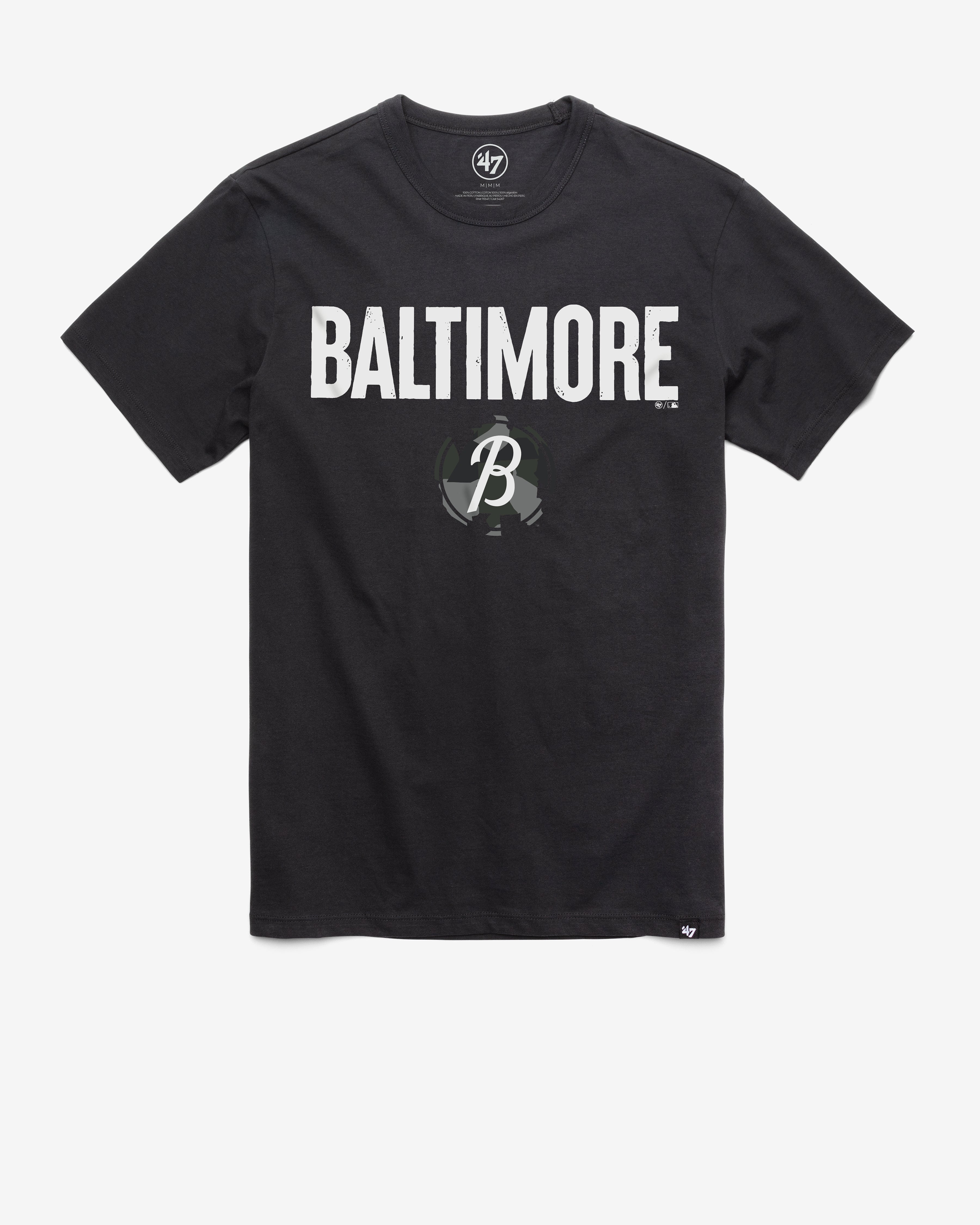 BALTIMORE ORIOLES CITY CONNECT PREGAME '47 FRANKLIN TEE FLINT BLACK
