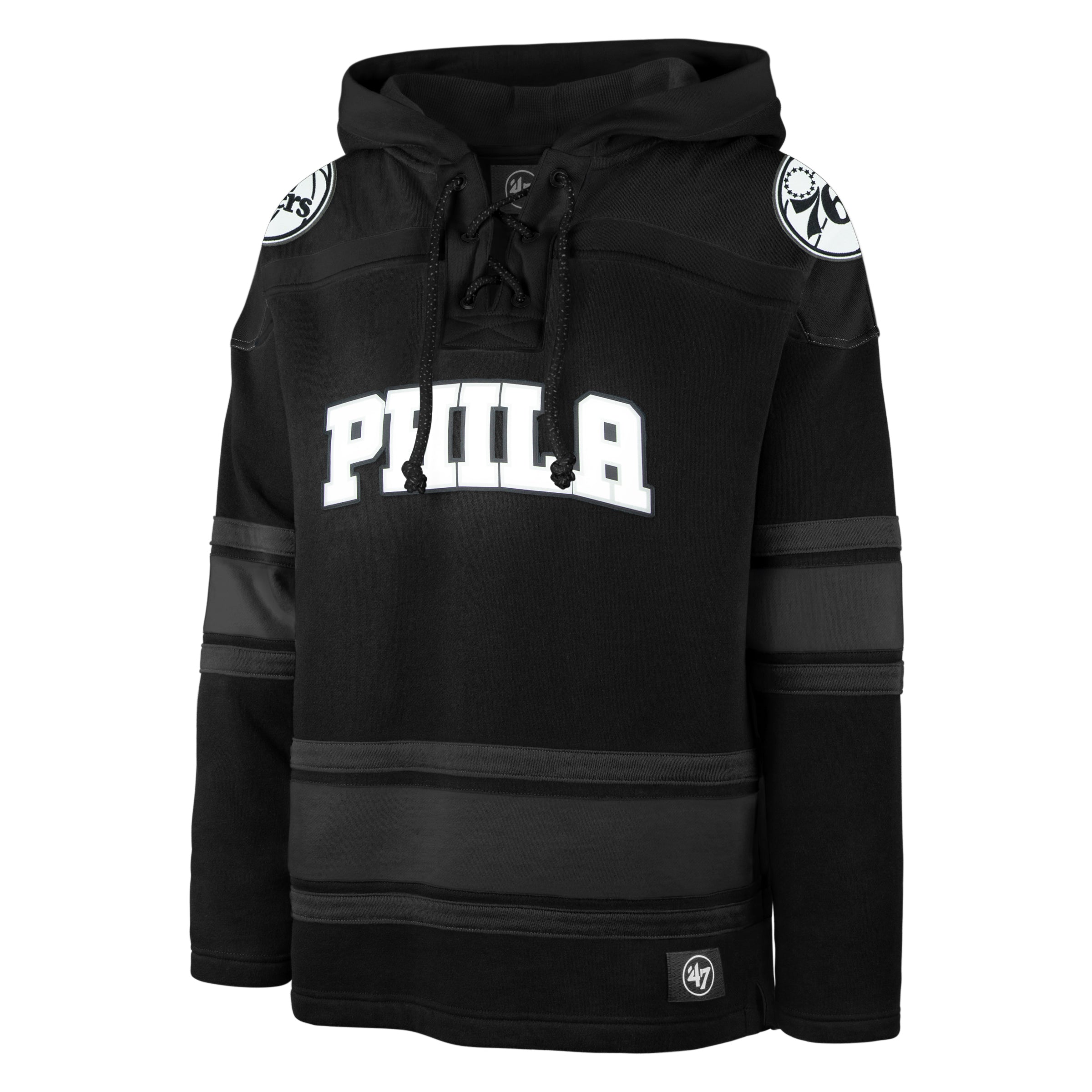 PHILADELPHIA 76ERS ANTHRACITE SUPERIOR '47 LACER HOOD JET BLACK