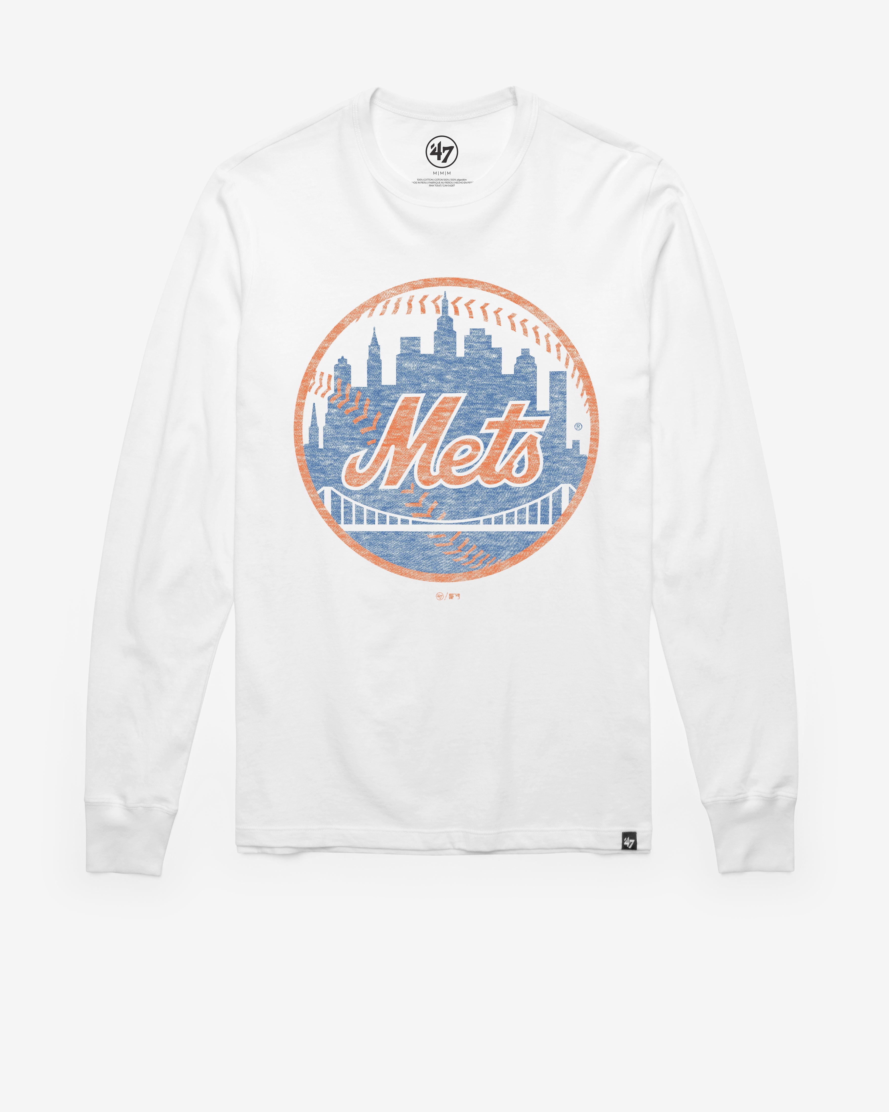 NEW YORK METS PREMIER '47 FRANKLIN LONG SLEEVE TEE WHITE WASH