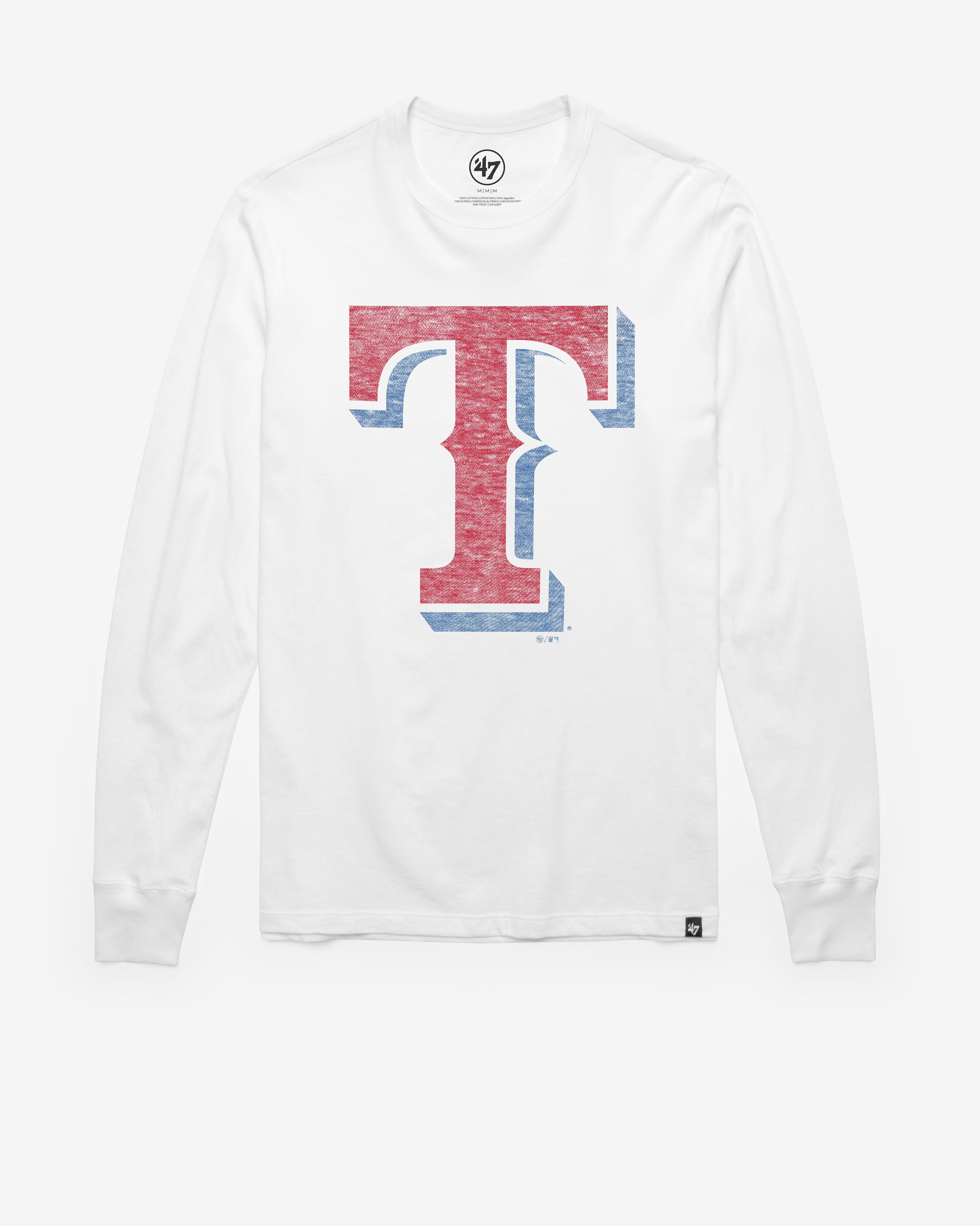 TEXAS RANGERS PREMIER '47 FRANKLIN LONG SLEEVE TEE WHITE WASH