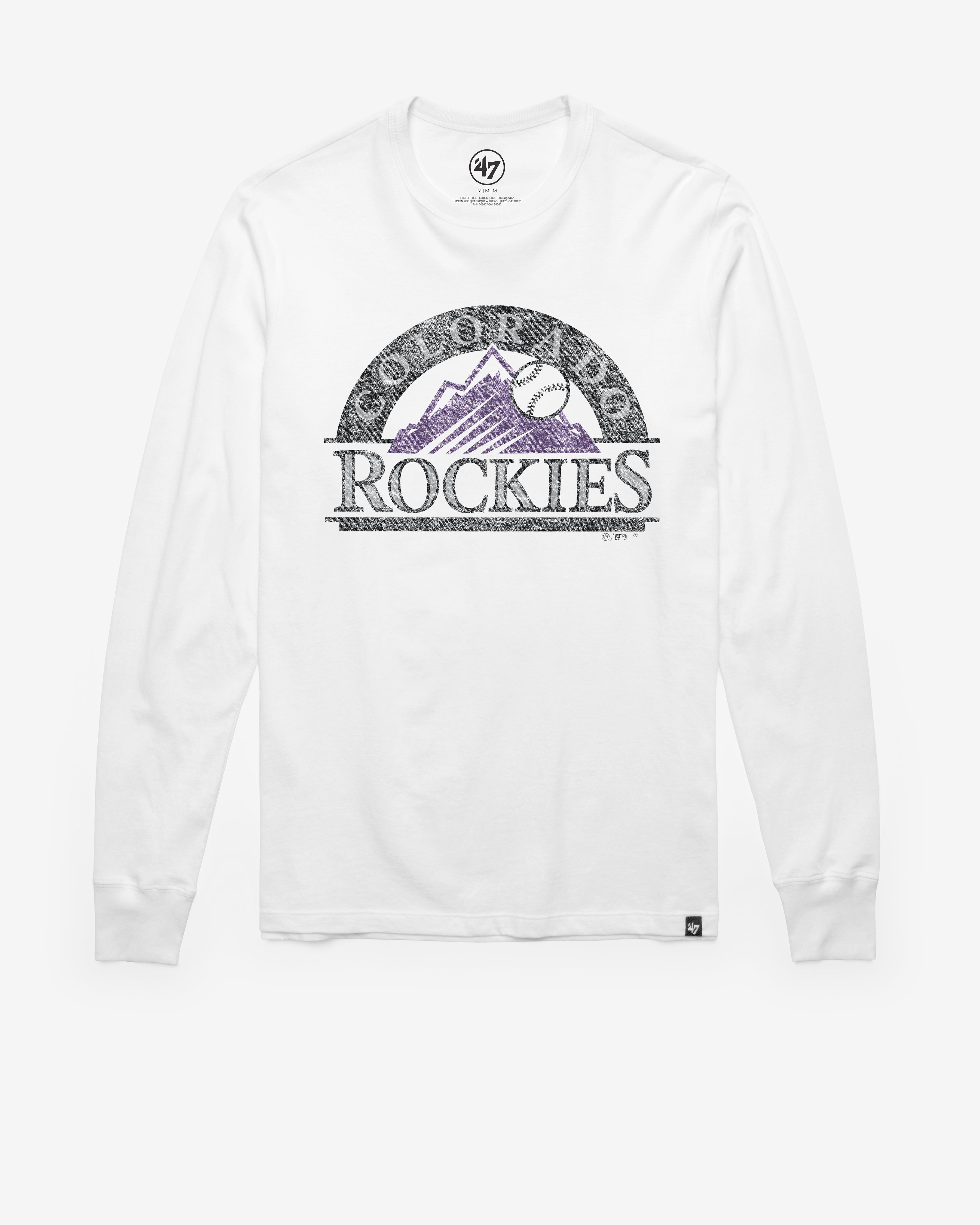 COLORADO ROCKIES PREMIER '47 FRANKLIN LONG SLEEVE TEE WHITE WASH