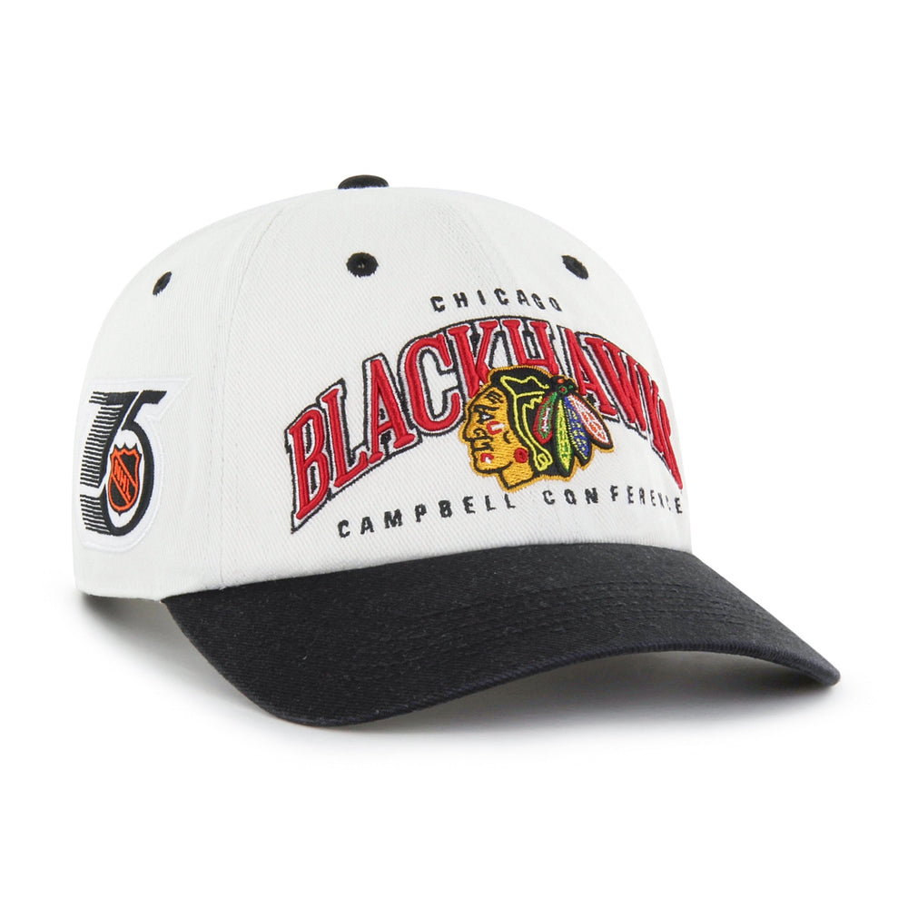 CHICAGO BLACKHAWKS VINTAGE RETRO FREEZE '47 CLEAN UP MF MID FIT RAW WHITE