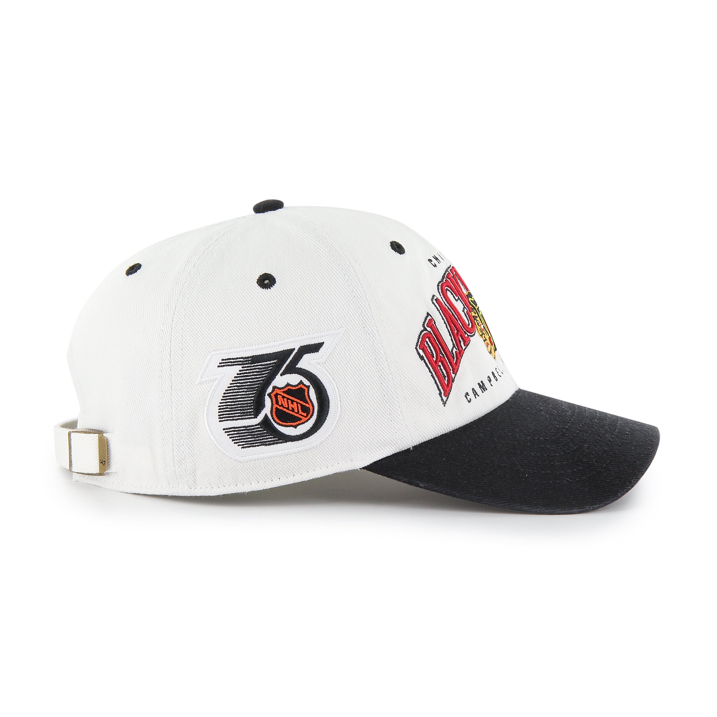 CHICAGO BLACKHAWKS VINTAGE RETRO FREEZE '47 CLEAN UP MF MID FIT RAW WHITE