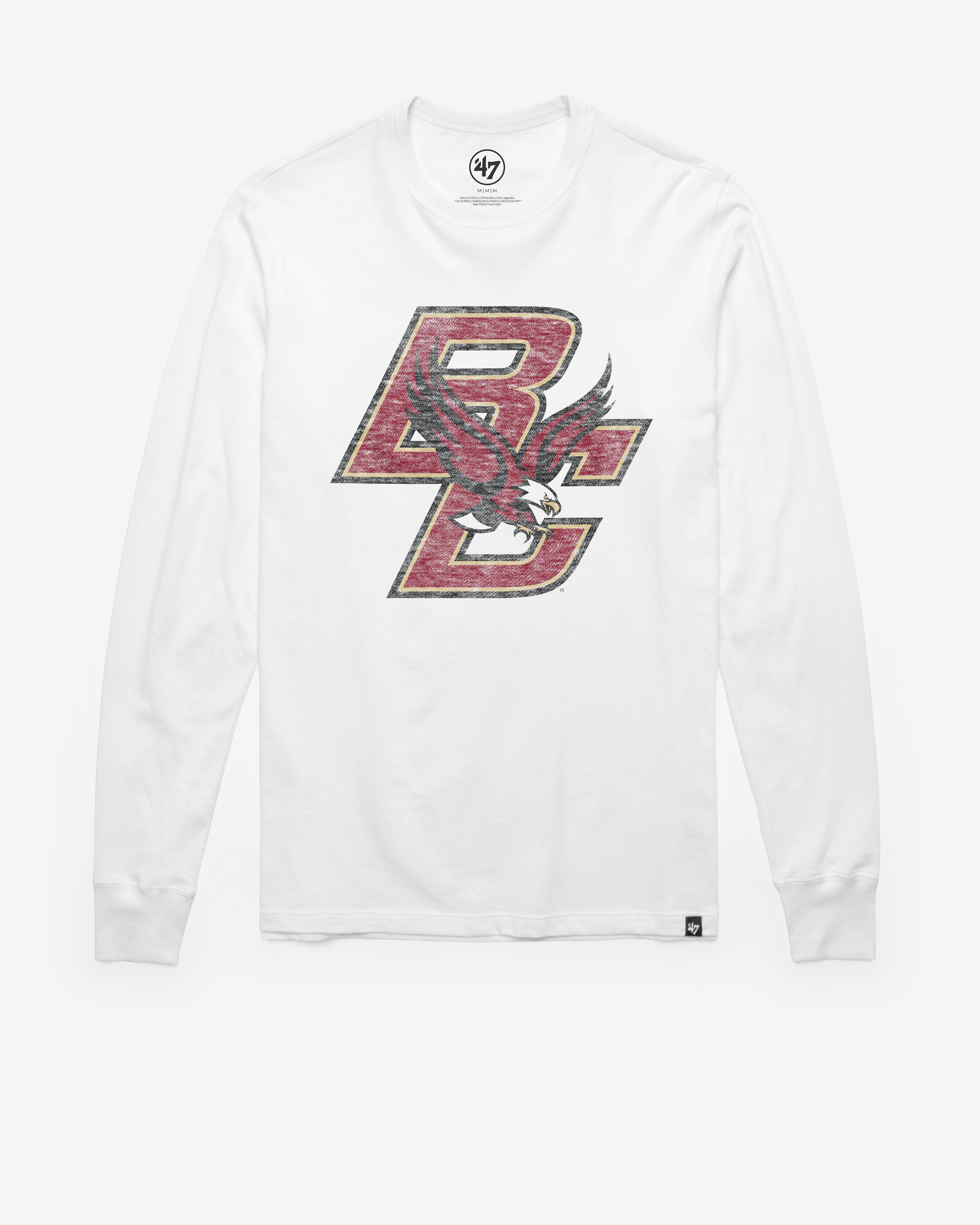 BOSTON COLLEGE EAGLES BC PREMIER '47 FRANKLIN LONG SLEEVE TEE WHITE WASH