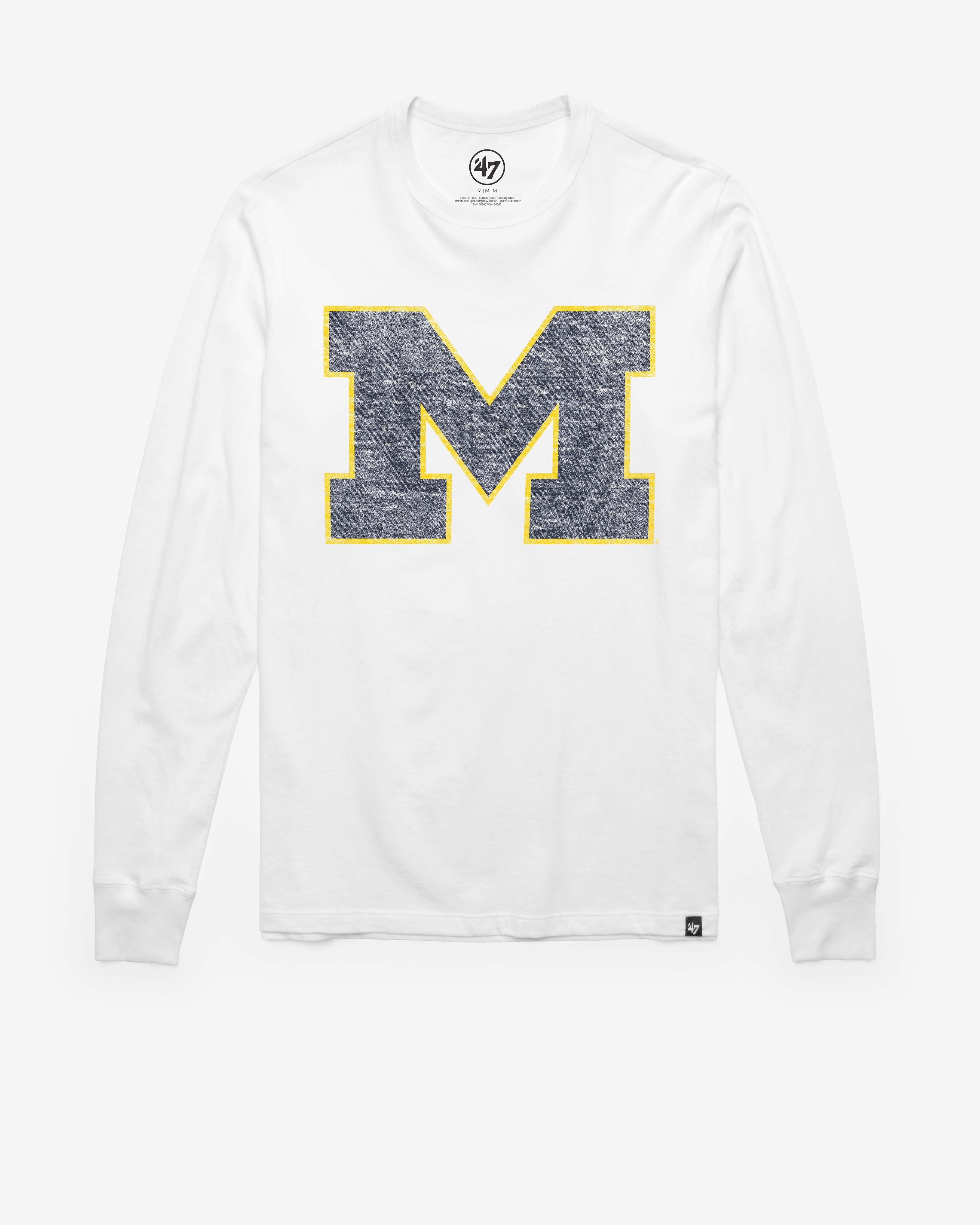 MICHIGAN WOLVERINES PREMIER '47 FRANKLIN LONG SLEEVE TEE WHITE WASH