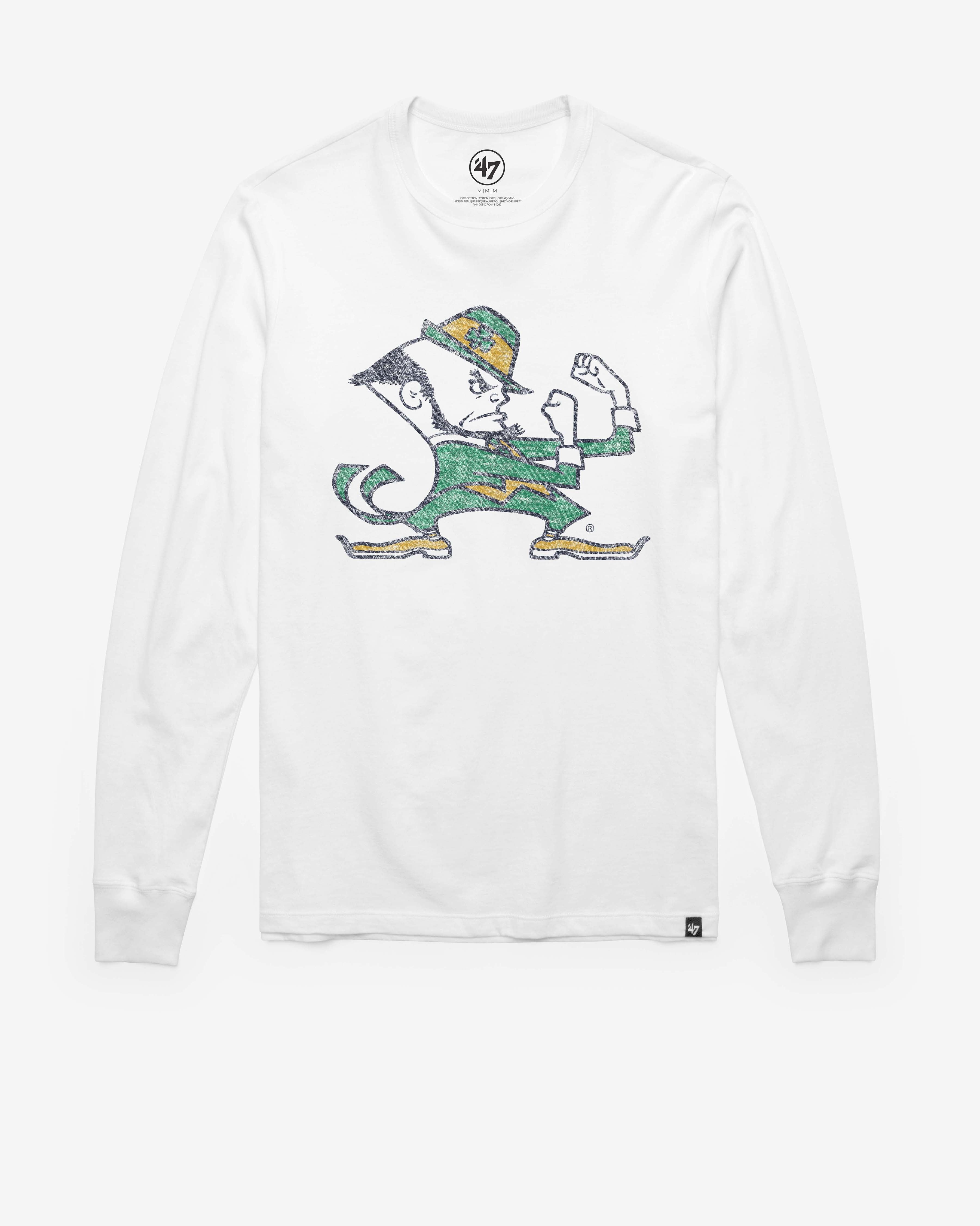 NOTRE DAME FIGHTING IRISH PREMIER '47 FRANKLIN LONG SLEEVE TEE WHITE WASH