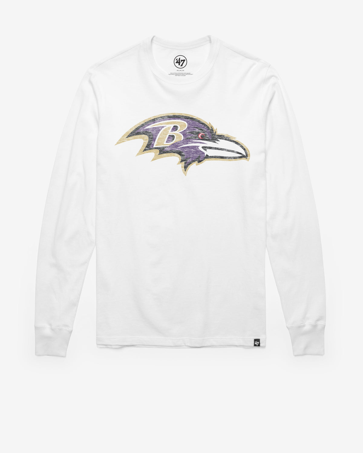 BALTIMORE RAVENS PREMIER '47 FRANKLIN LONG SLEEVE TEE WHITE WASH
