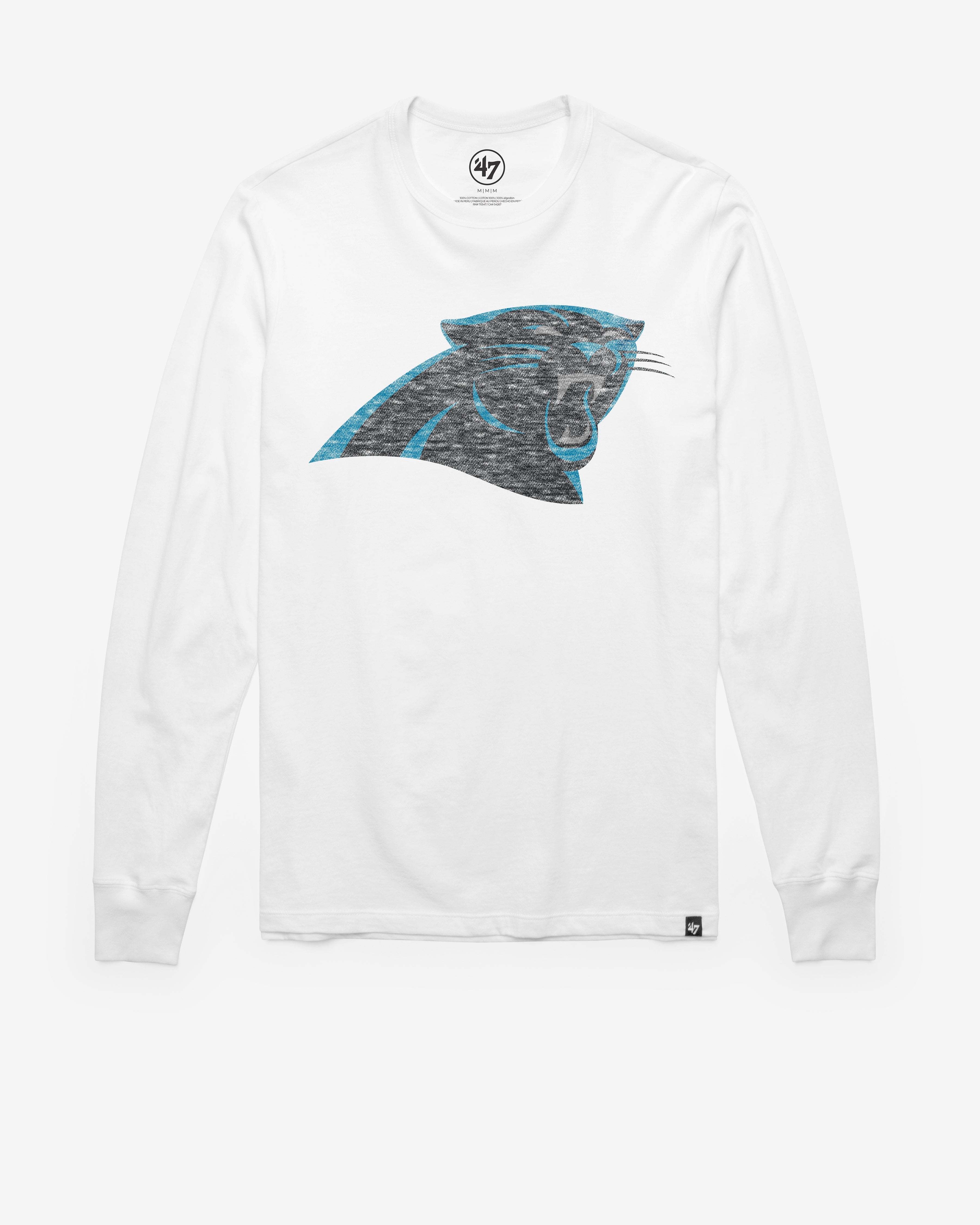 CAROLINA PANTHERS PREMIER '47 FRANKLIN LONG SLEEVE TEE WHITE WASH