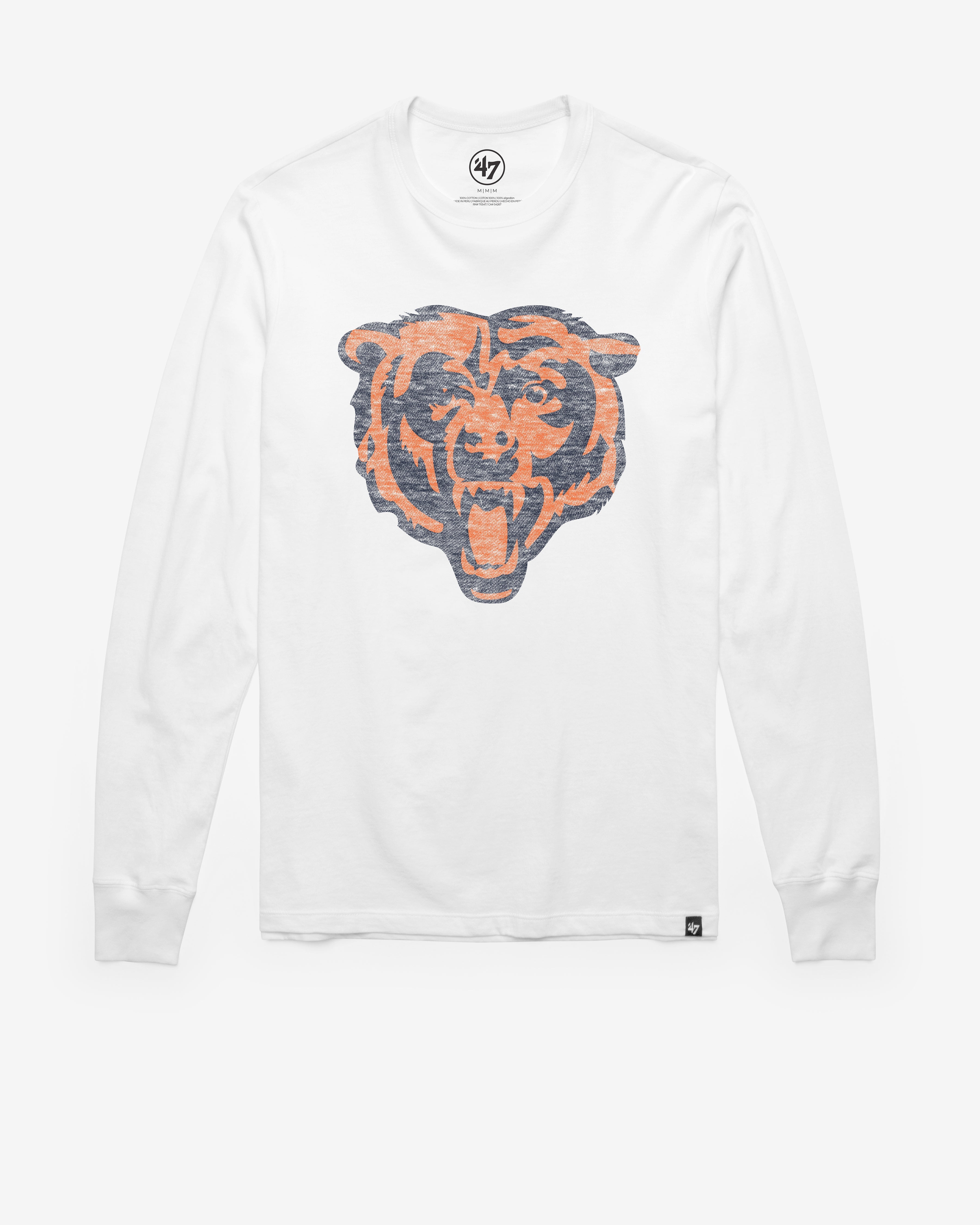 CHICAGO BEARS PREMIER '47 FRANKLIN LONG SLEEVE TEE WHITE WASH