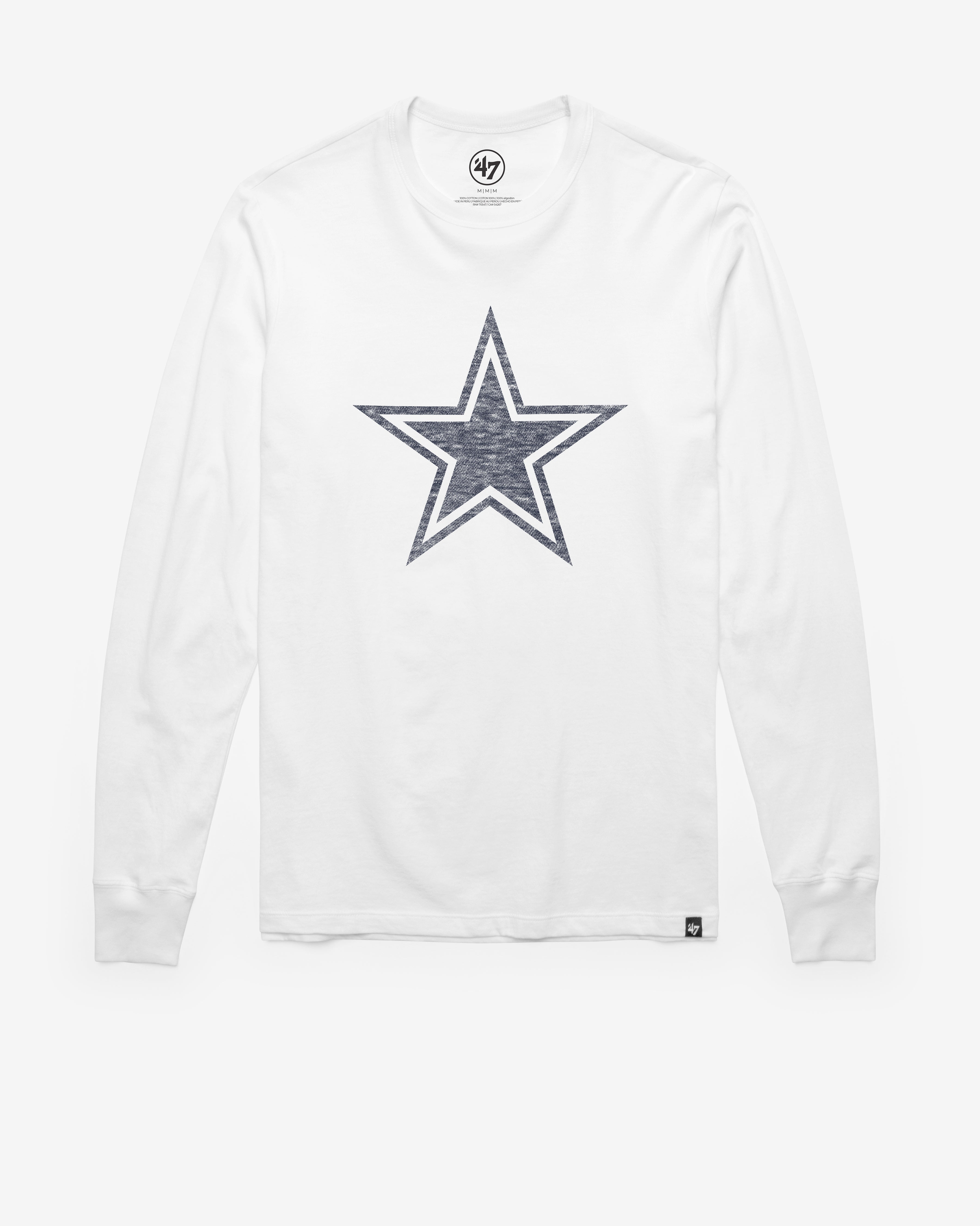 DALLAS COWBOYS PREMIER '47 FRANKLIN LONG SLEEVE TEE WHITE WASH