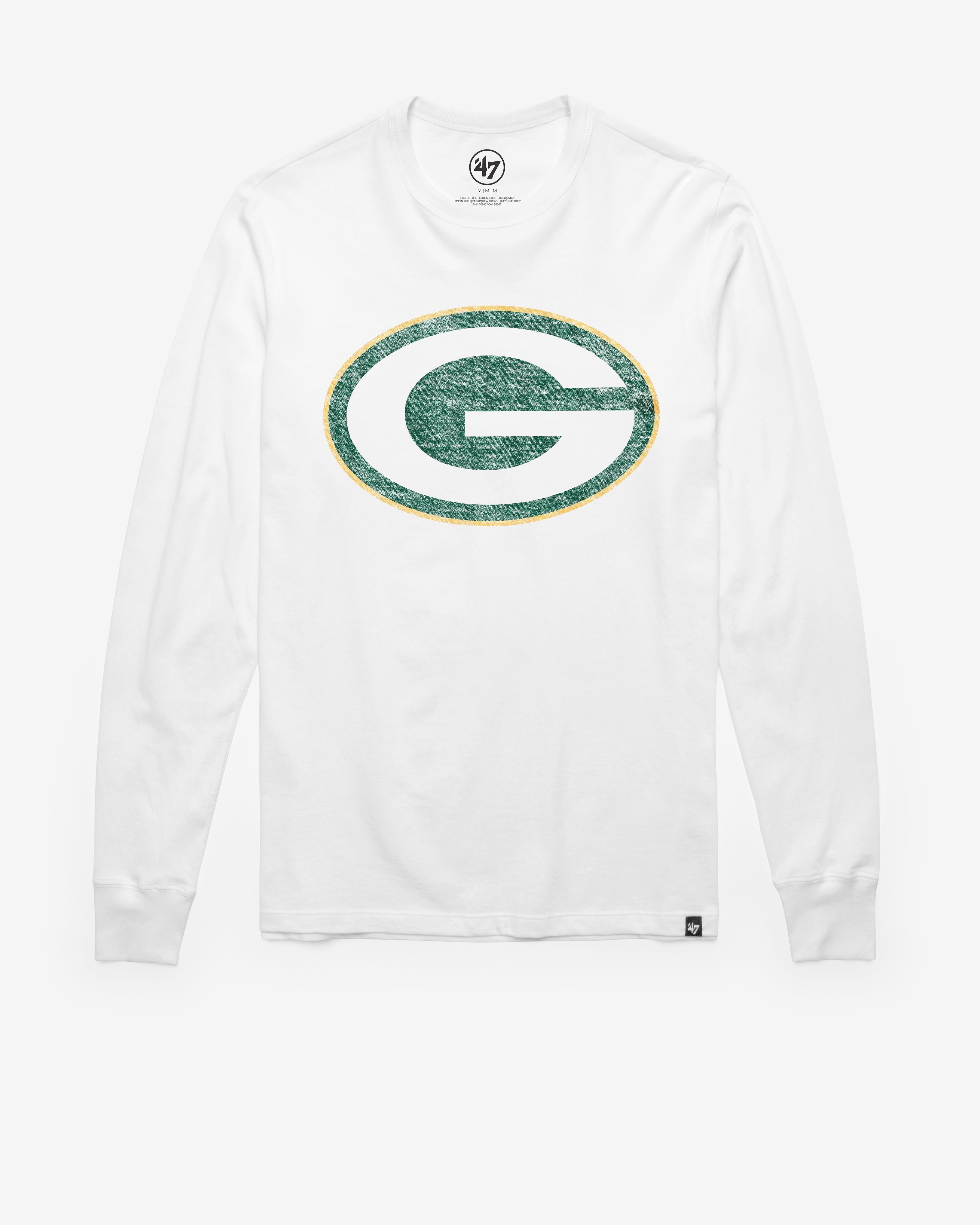 GREEN BAY PACKERS PREMIER '47 FRANKLIN LONG SLEEVE TEE WHITE WASH