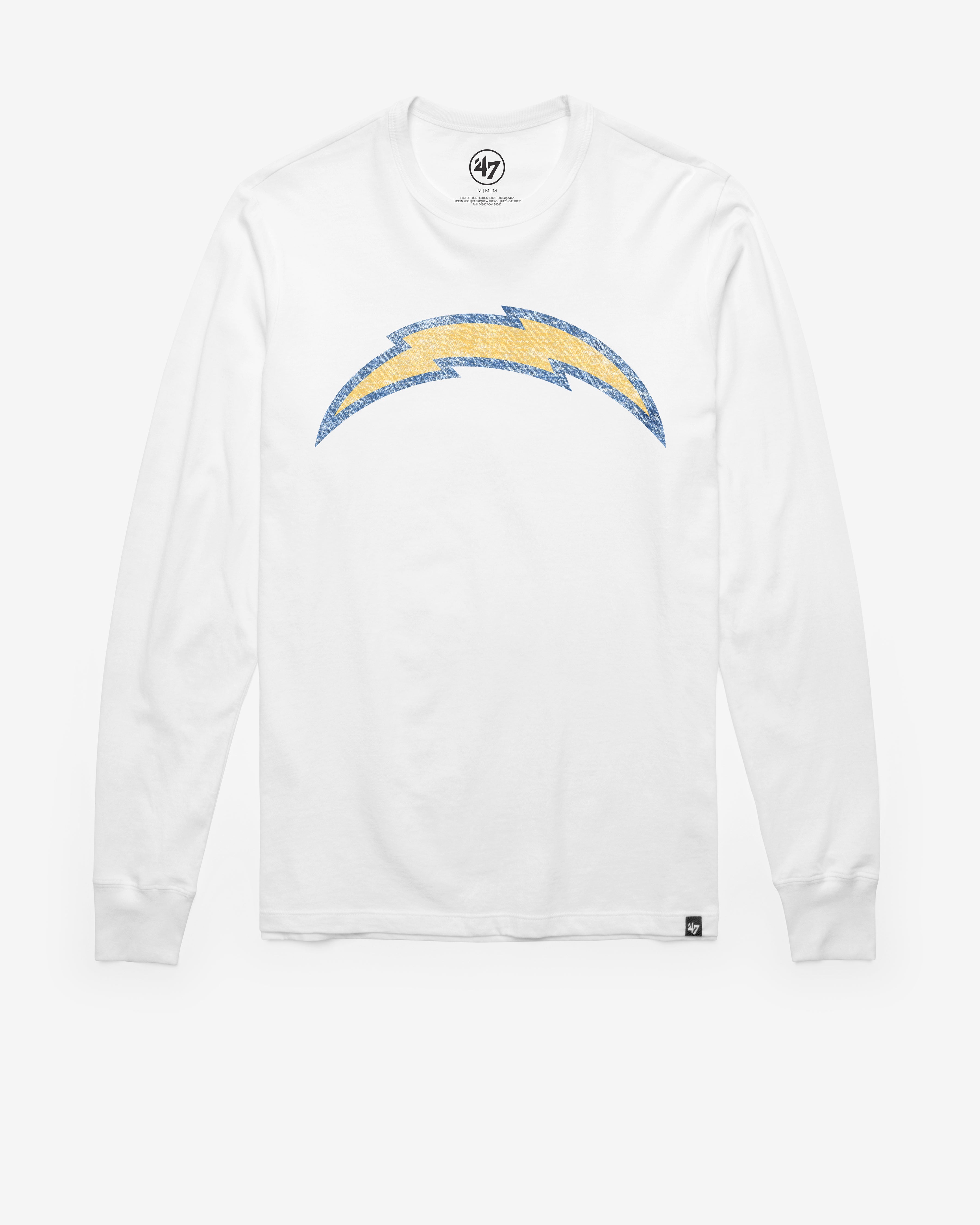 LOS ANGELES CHARGERS PREMIER '47 FRANKLIN LONG SLEEVE TEE WHITE WASH