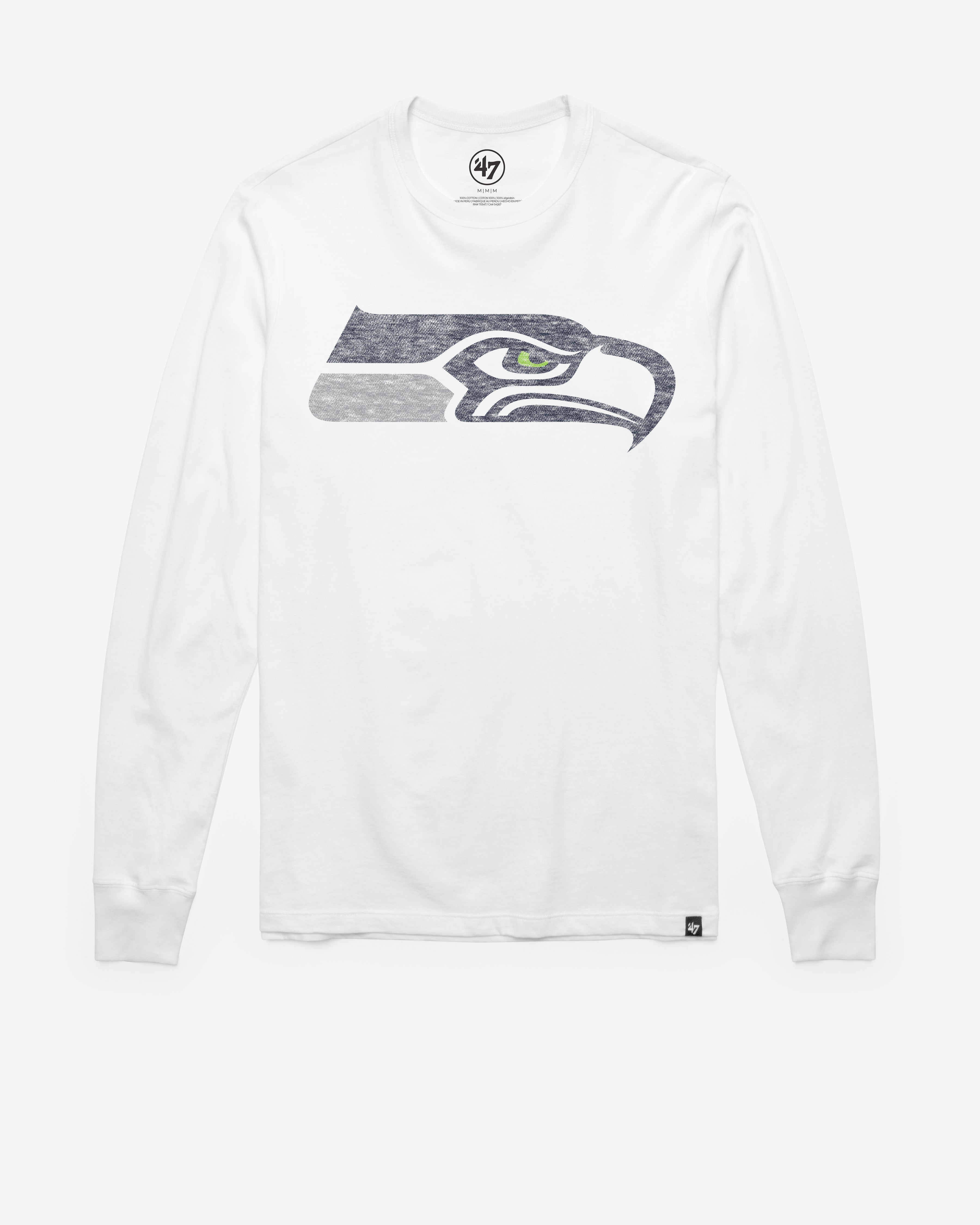 SEATTLE SEAHAWKS PREMIER '47 FRANKLIN LONG SLEEVE TEE WHITE WASH