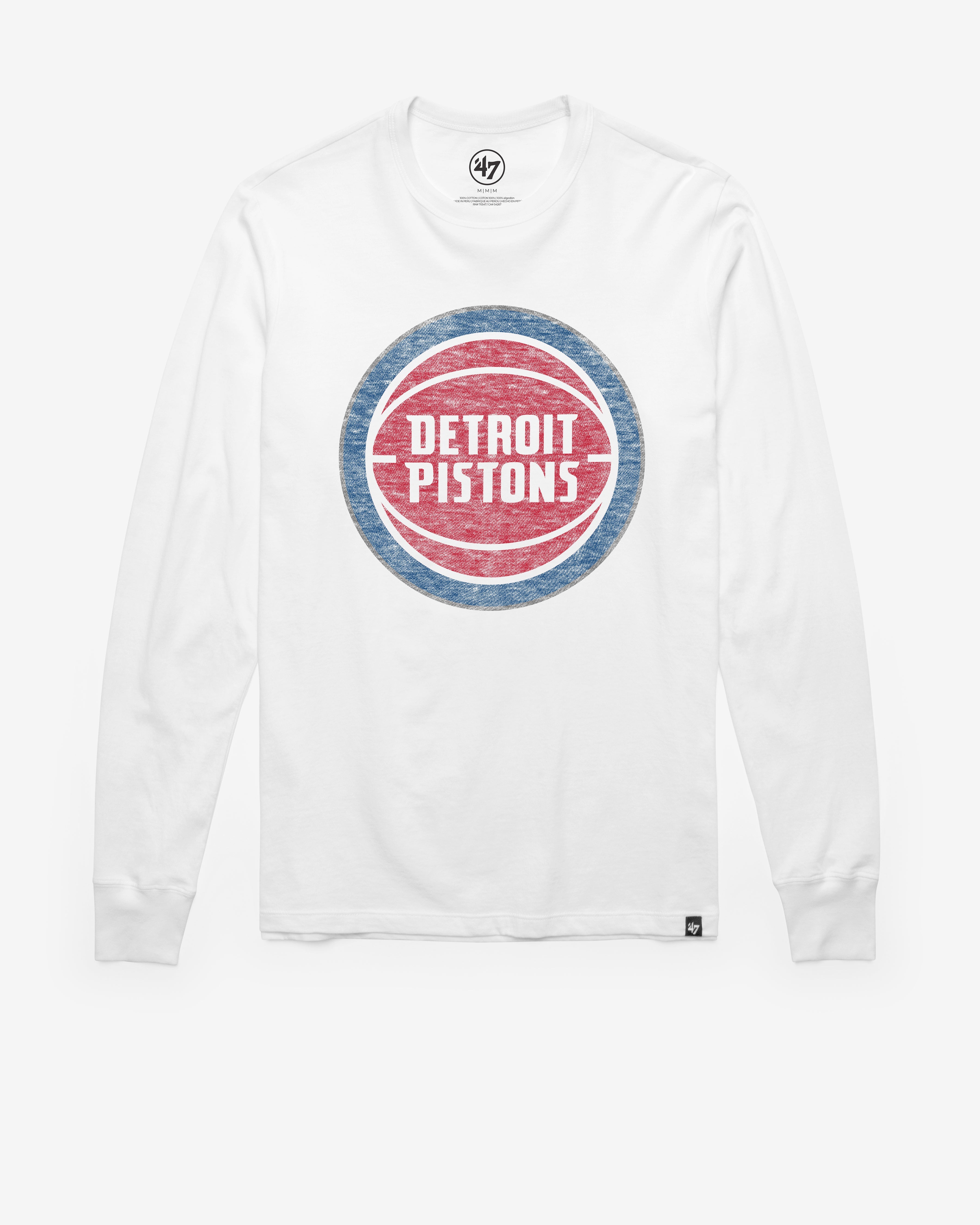 DETROIT PISTONS PREMIER '47 FRANKLIN LONG SLEEVE TEE WHITE WASH