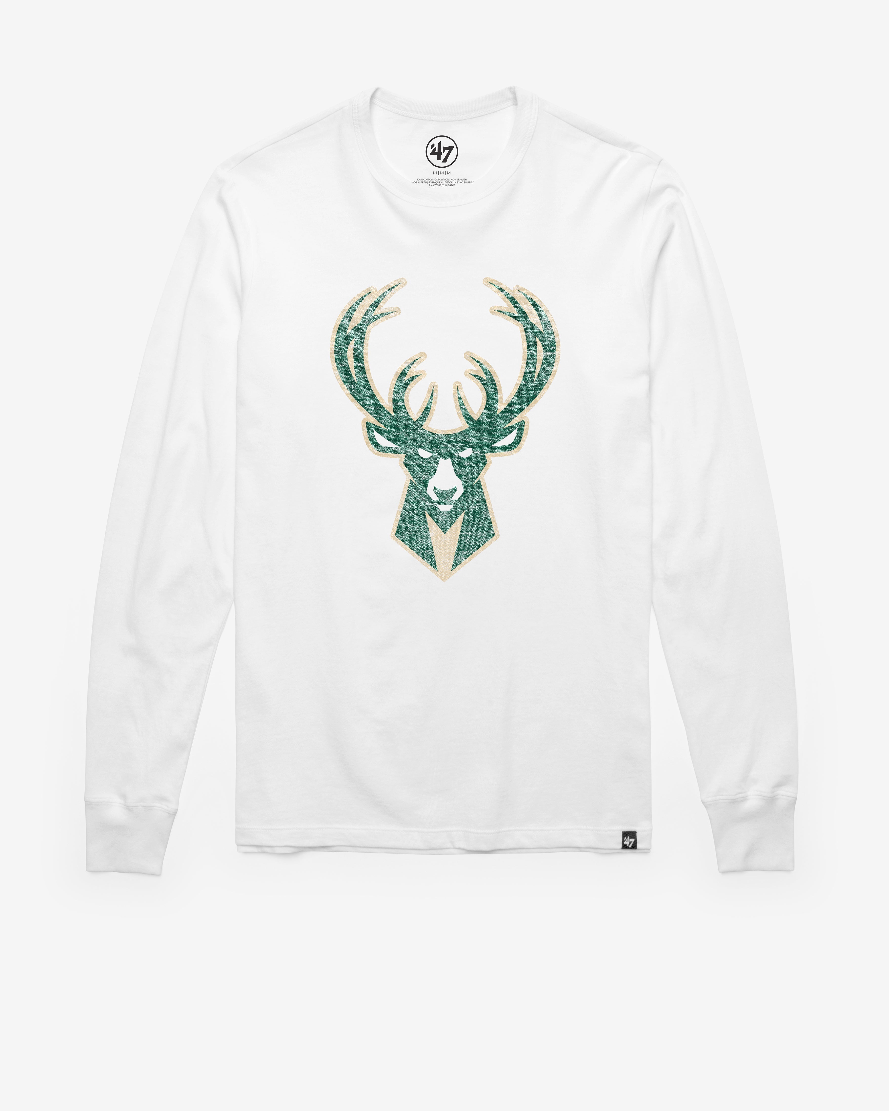 MILWAUKEE BUCKS PREMIER '47 FRANKLIN LONG SLEEVE TEE WHITE WASH