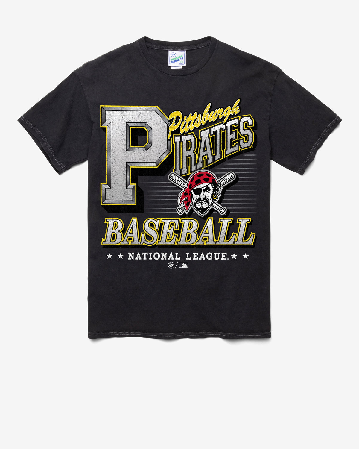 PITTSBURGH PIRATES LOCKER '47 VINTAGE TUBULAR TEE DT BLACK
