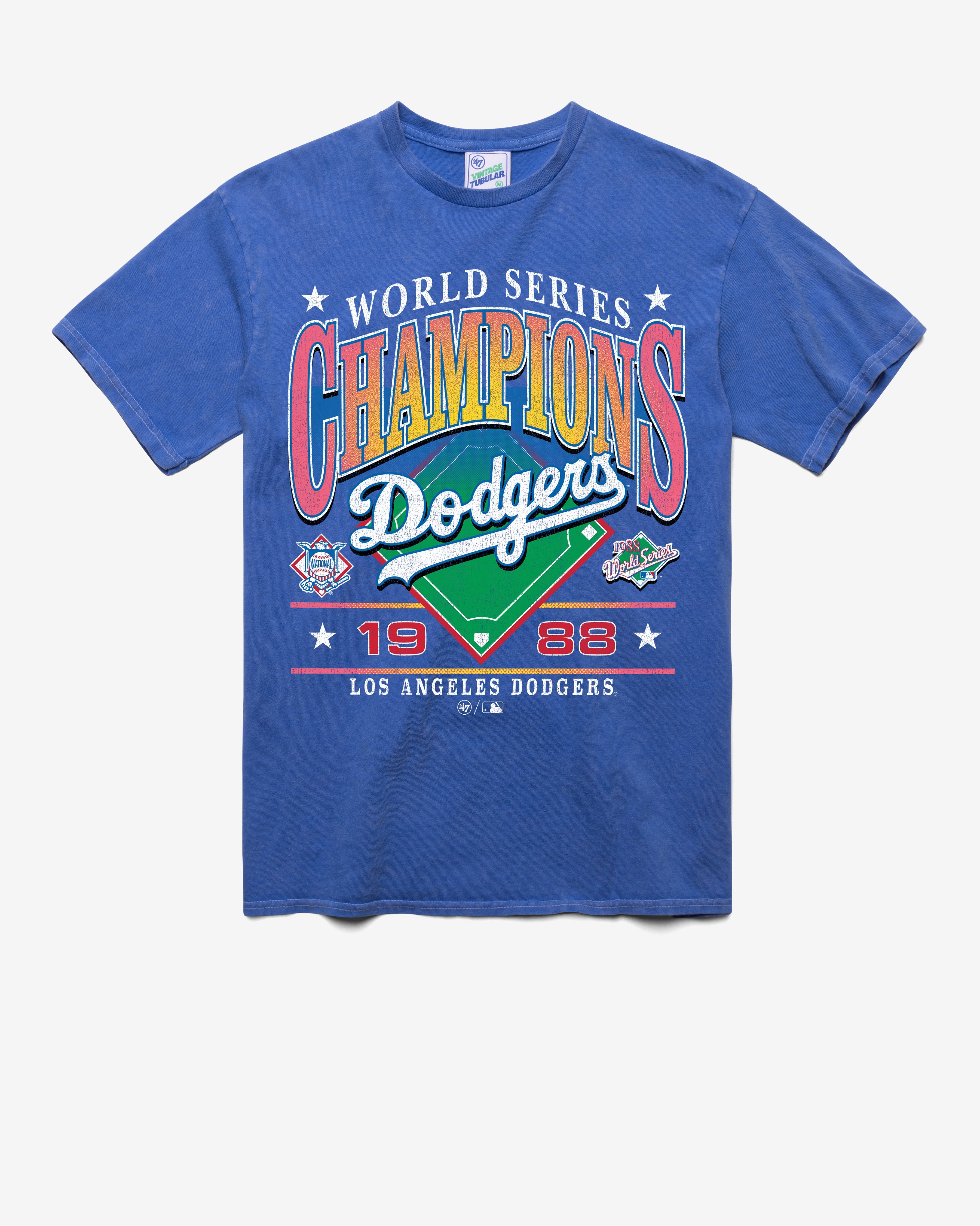 LOS ANGELES DODGERS COOPERSTOWN WORLD SERIES LOCKER '47 VINTAGE TUBULAR TEE DT CALI BLUE