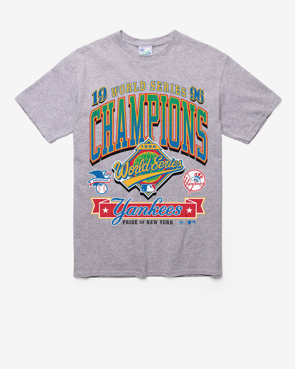 NEW YORK YANKEES COOPERSTOWN WORLD SERIES LOCKER '47 VINTAGE TUBULAR TEE DT ATHLETIC HEATHER