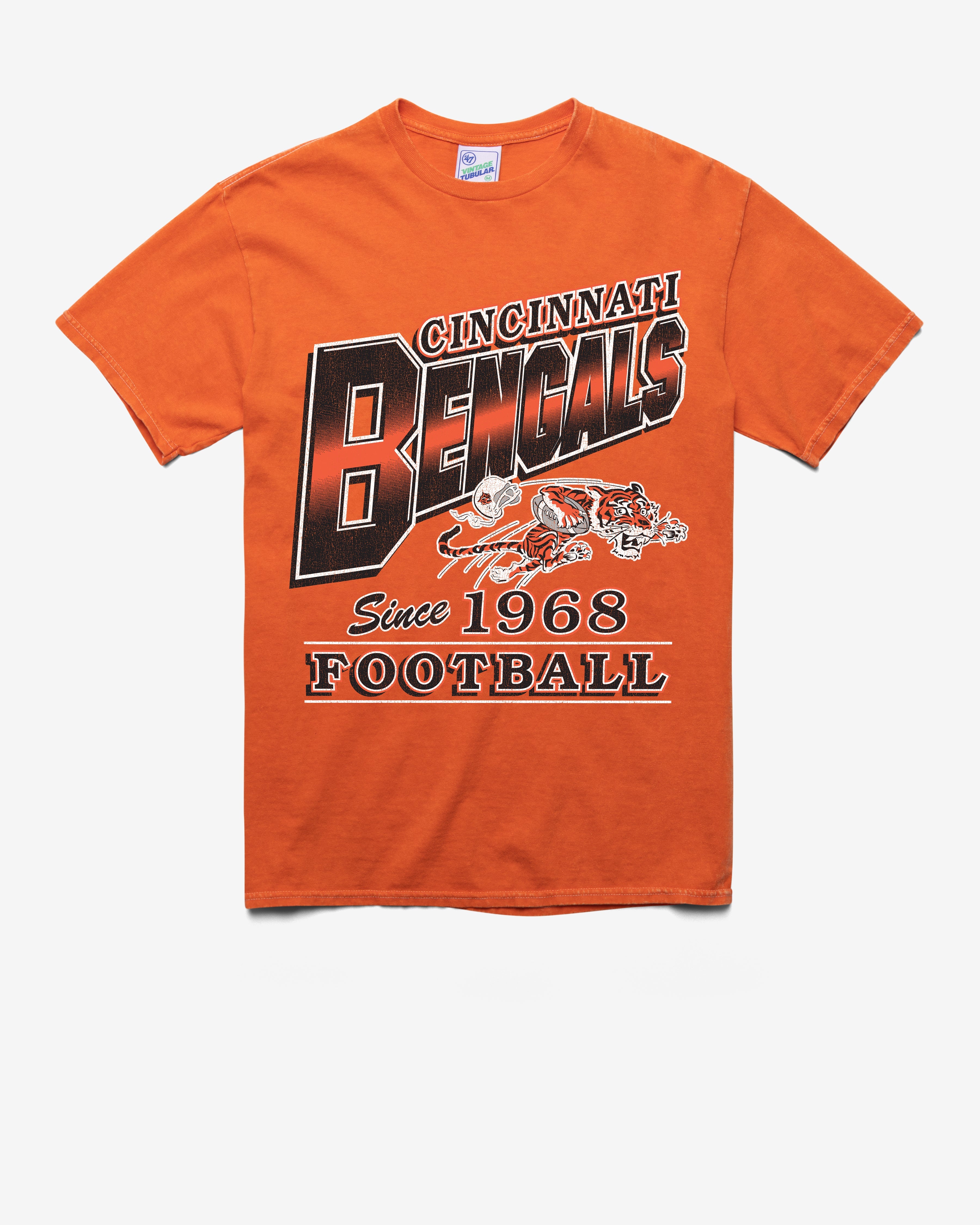 CINCINNATI BENGALS HISTORIC LOCKER '47 VINTAGE TUBULAR TEE DT ORANGE