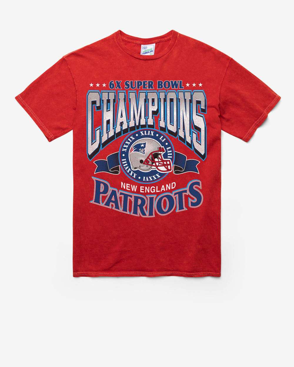 NEW ENGLAND PATRIOTS SB GRIDIR LOCKER '47 VINTAGE TUBULAR TEE DT RED