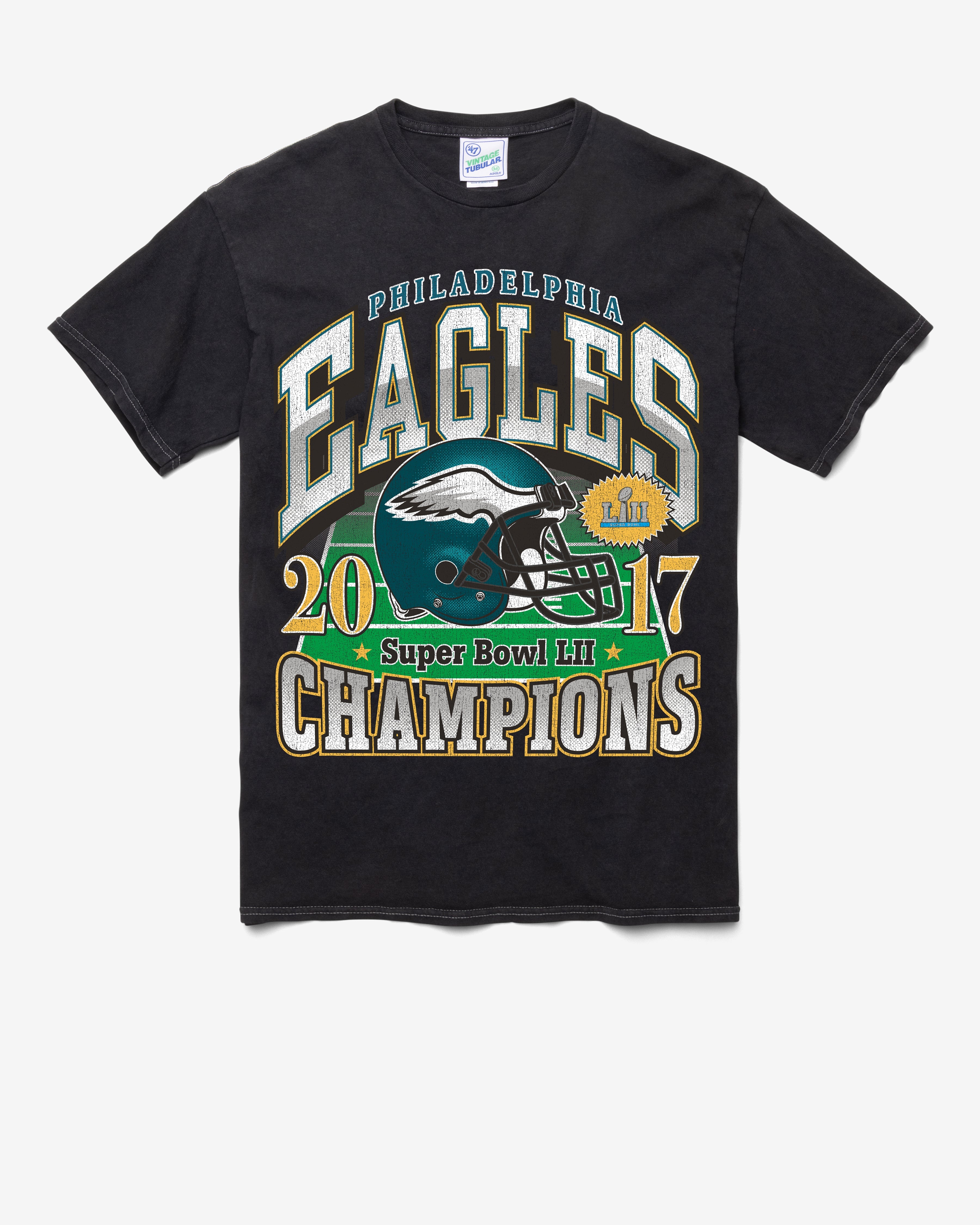 PHILADELPHIA EAGLES SB GRIDIRON LOCKER '47 VINTAGE TUBULAR TEE DT BLACK