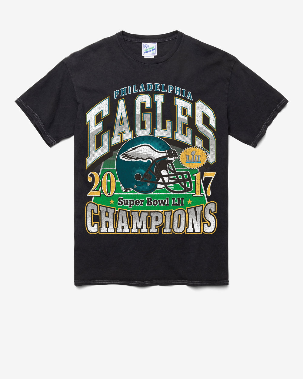PHILADELPHIA EAGLES SB GRIDIRON LOCKER '47 VINTAGE TUBULAR TEE DT BLACK