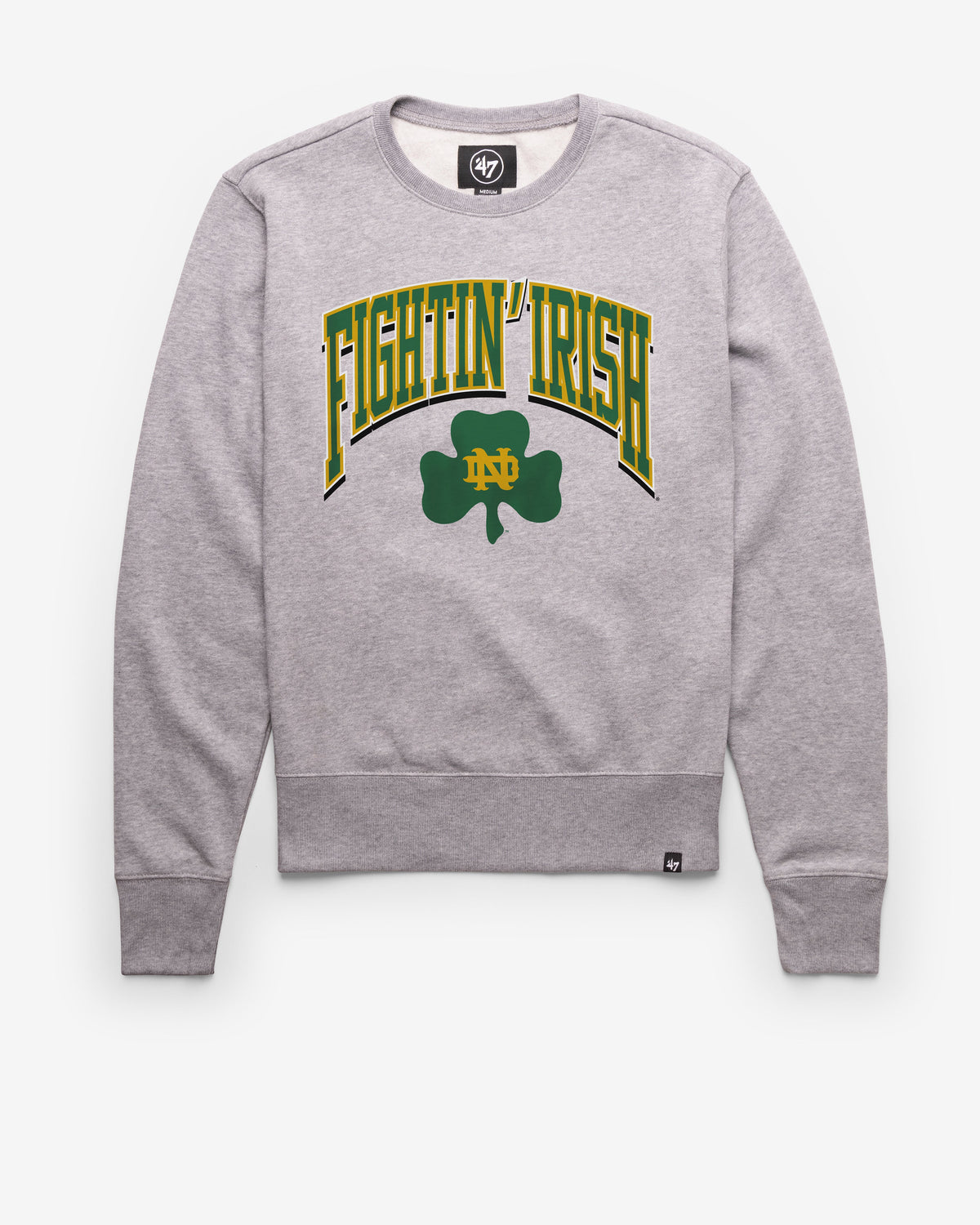 NOTRE DAME FIGHTING IRISH VINTAGE WALK TALL '47 HEADLINE CREW SLATE GREY
