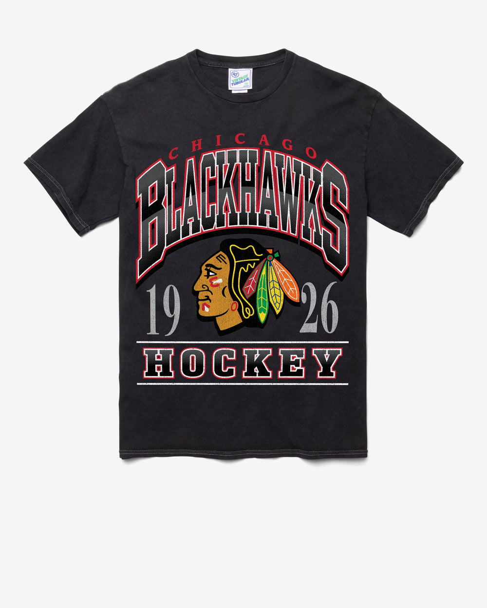 CHICAGO BLACKHAWKS LOCKER VINTAGE '47 TUBULAR TEE DT BLACK