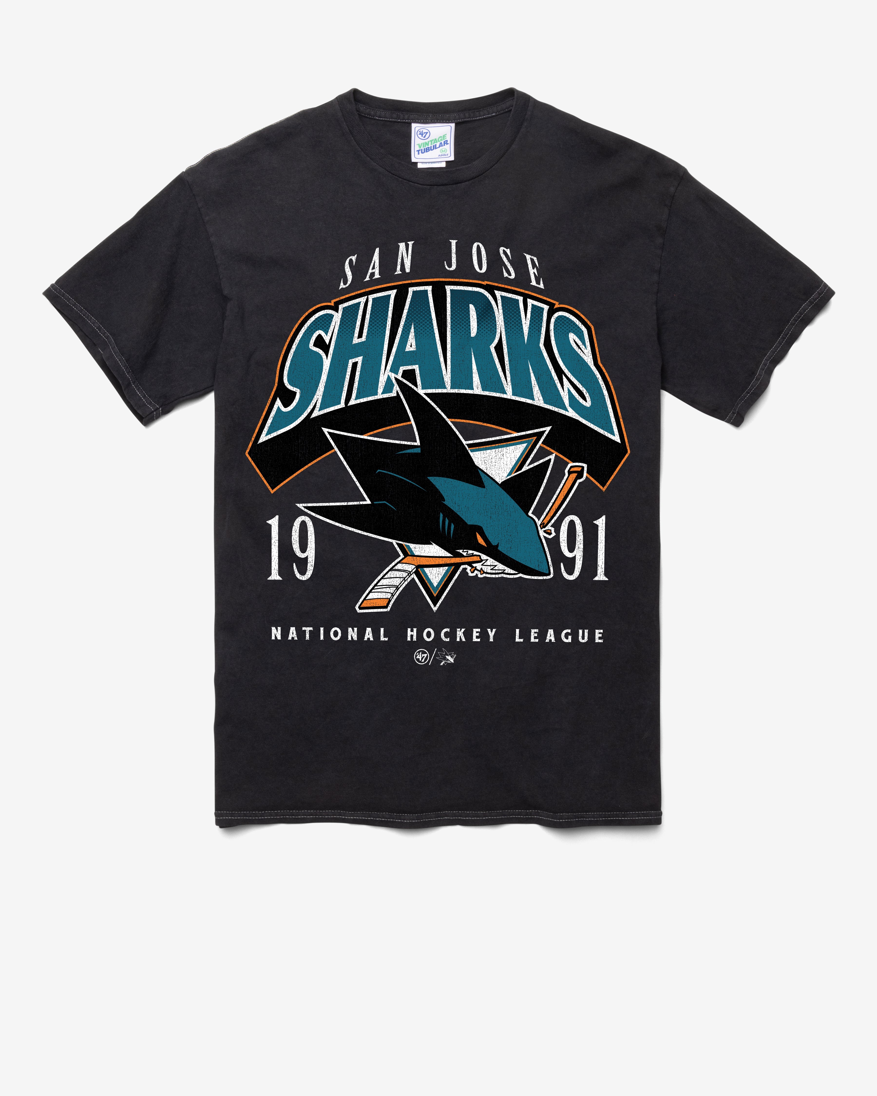 SAN JOSE SHARKS LOCKER VINTAGE '47 TUBULAR TEE DT BLACK