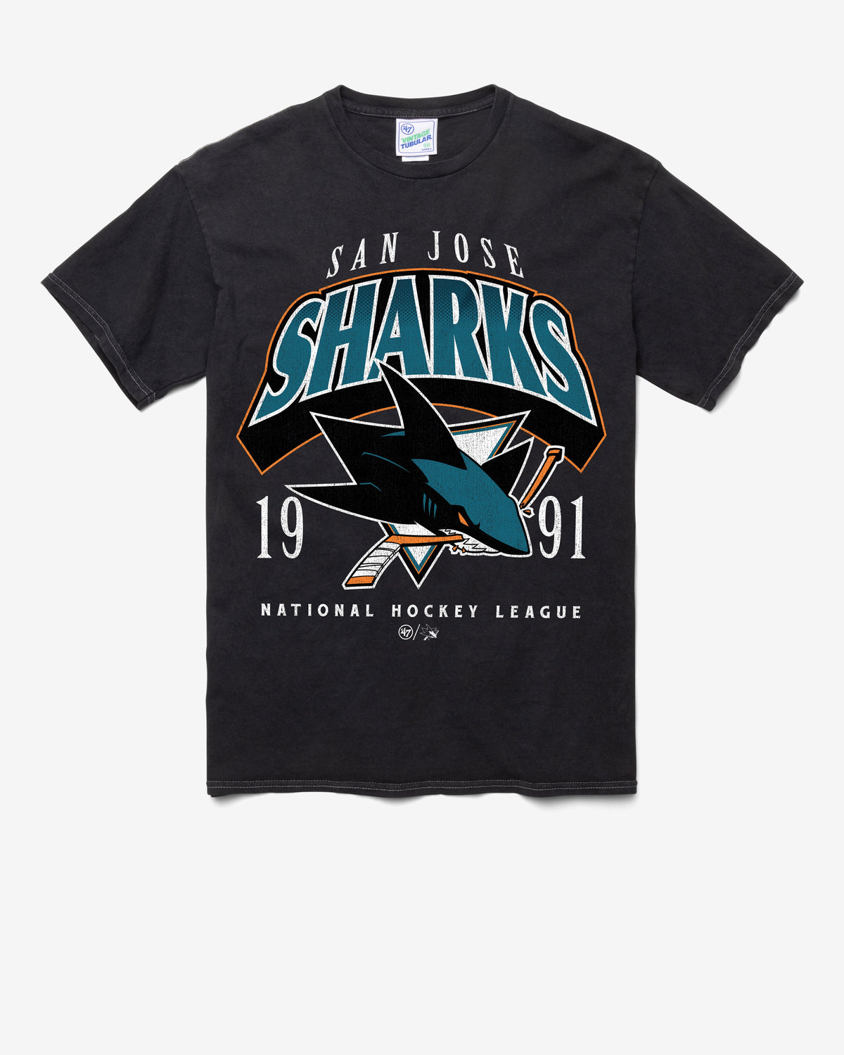 SAN JOSE SHARKS LOCKER VINTAGE '47 TUBULAR TEE DT BLACK