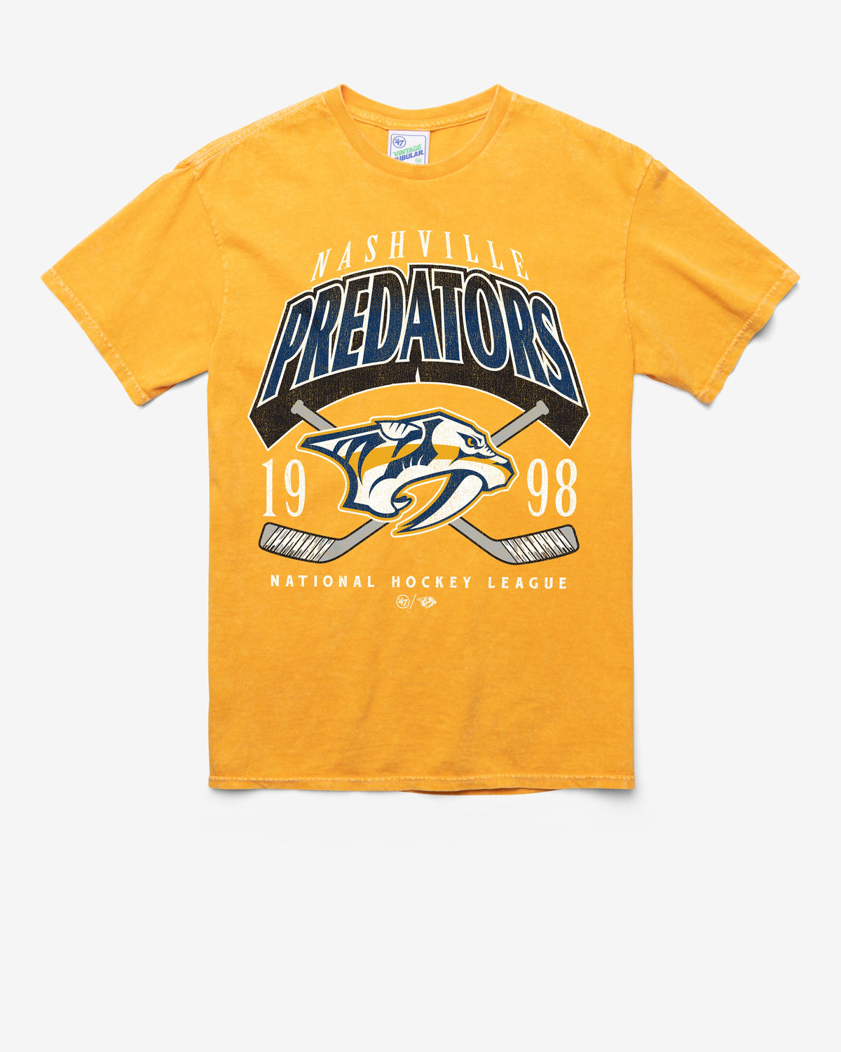NASHVILLE PREDATORS LOCKER VINTAGE '47 TUBULAR TEE DT GOLD