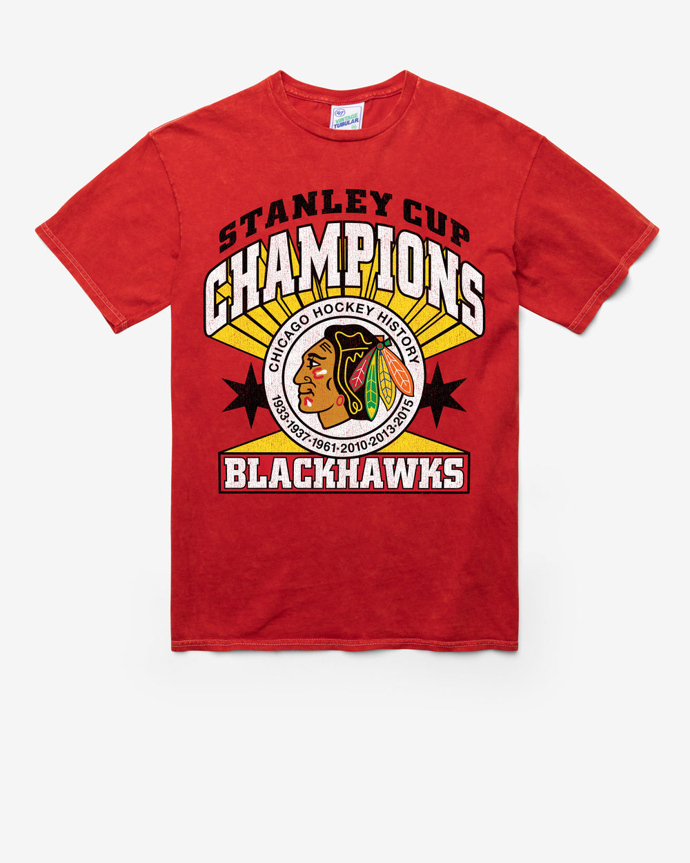 CHICAGO BLACKHAWKS VINTAGE STANLEY LOCKER VINTAGE '47 TUBULAR TEE DT RED