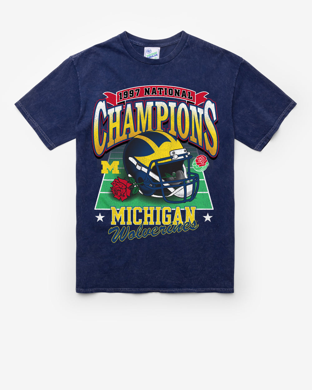 MICHIGAN WOLVERINES H-BOWLS LOCKER VINTAGE '47 TUBULAR TEE DT NAVY