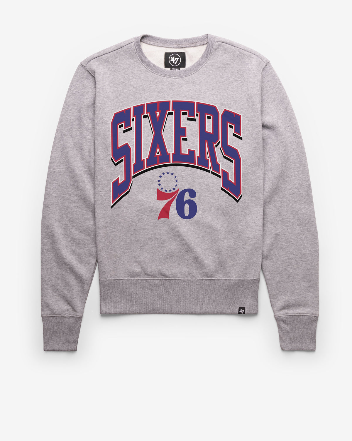 PHILADELPHIA 76ERS WALK TALL '47 HEADLINE CREW SLATE GREY