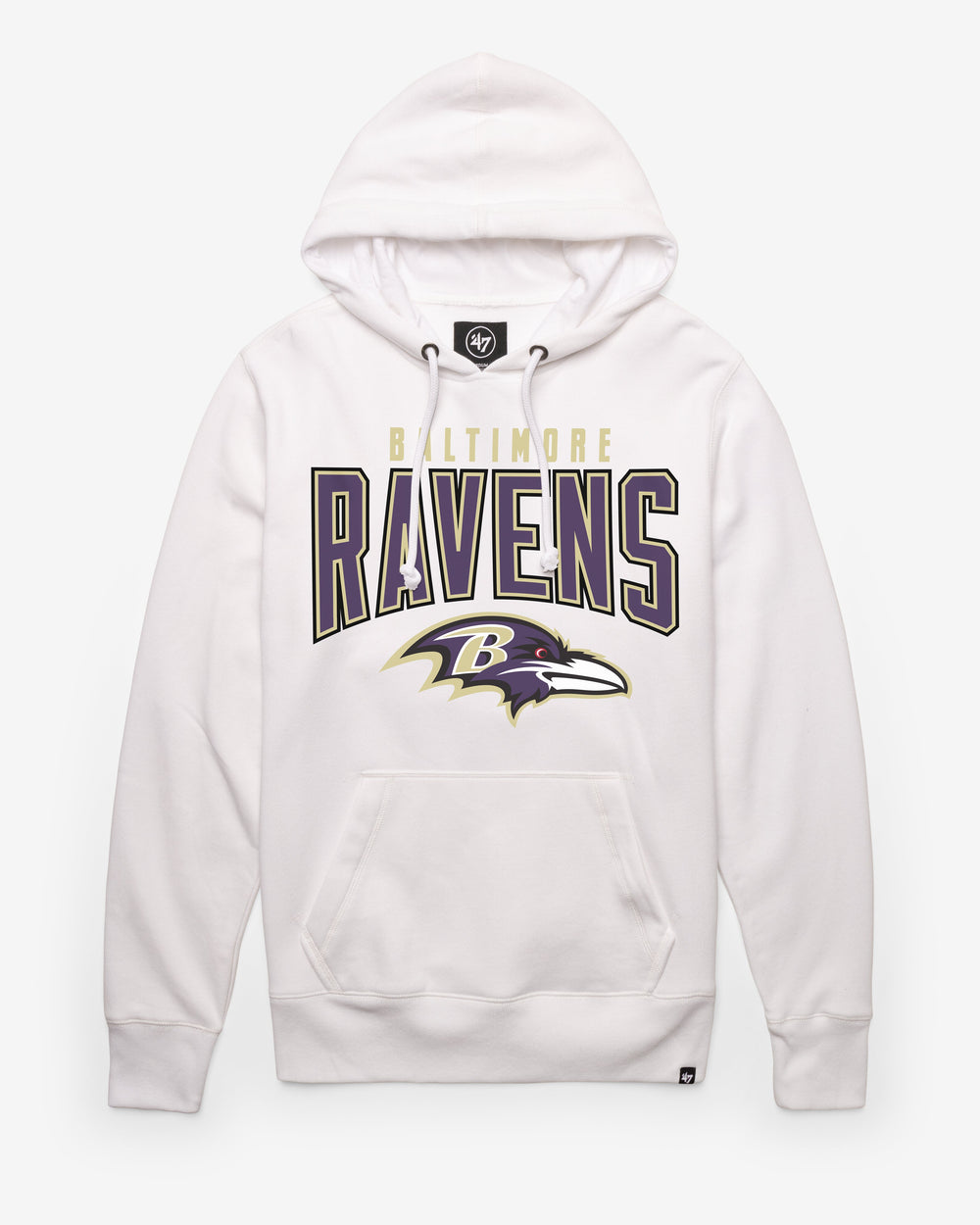 BALTIMORE RAVENS TEAM ELEMENTS ARCH '47 HEADLINE HOOD WHITE WASH