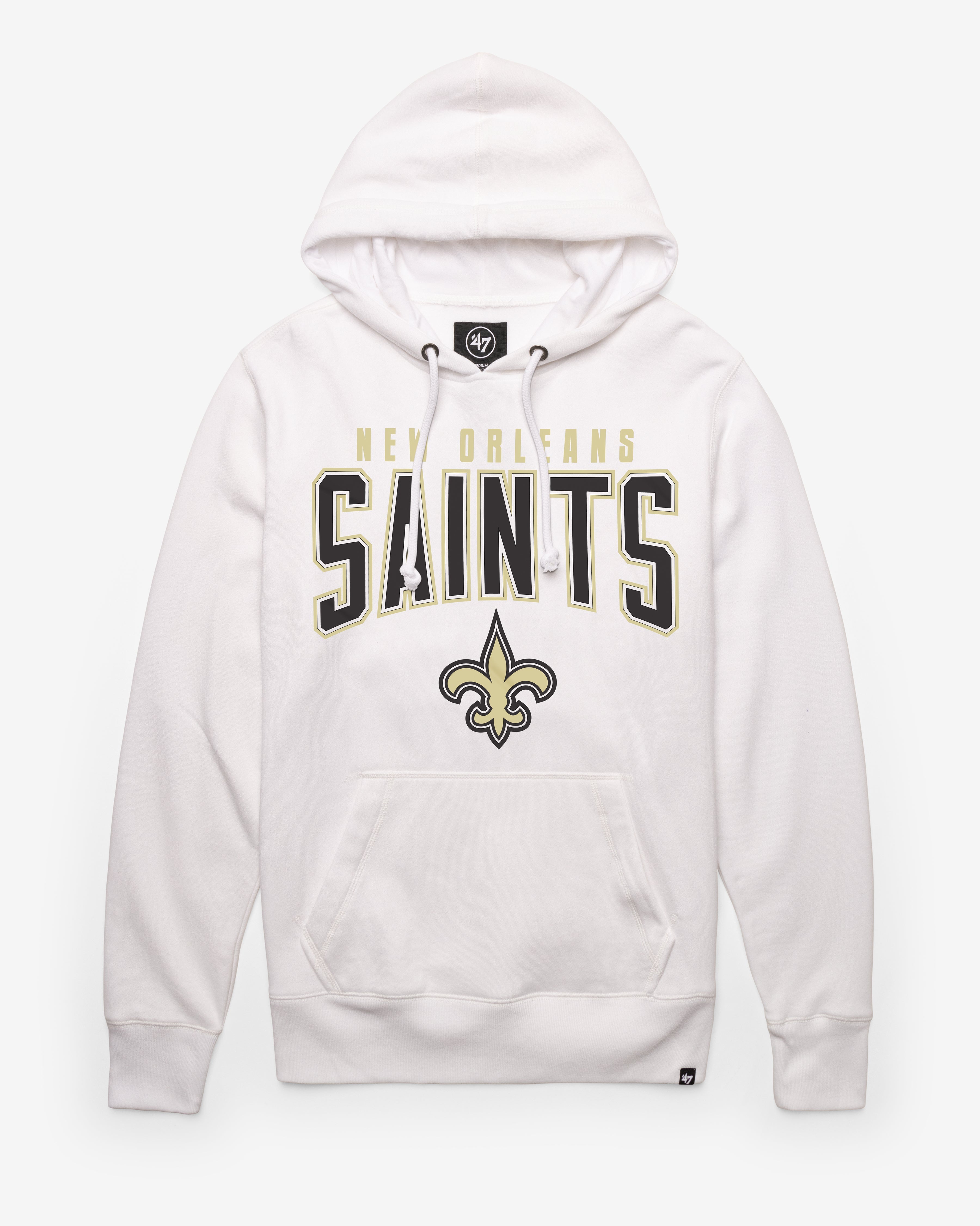 NEW ORLEANS SAINTS TEAM ELEMENTS ARCH '47 HEADLINE HOOD WHITE WASH